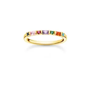Vergoldeter Ring mit mehrfarbigen Zirkonia-Steinen TR2348-488-7 Thomas Sabo Ringe