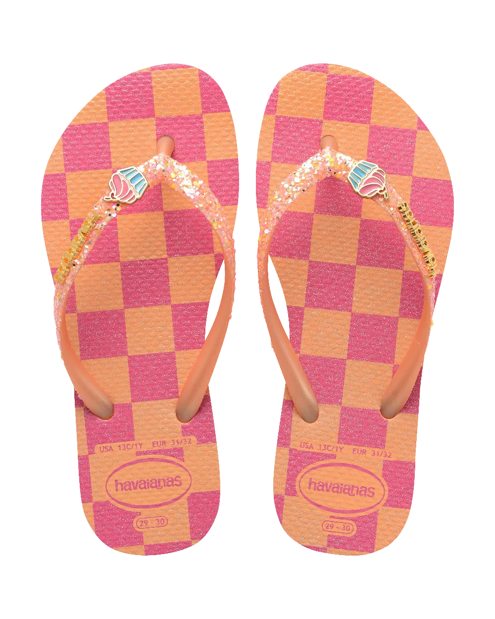 Havaianas Schuhe Mädchen Slim Glitzer Trendige Flip-Flops in Pfirsich