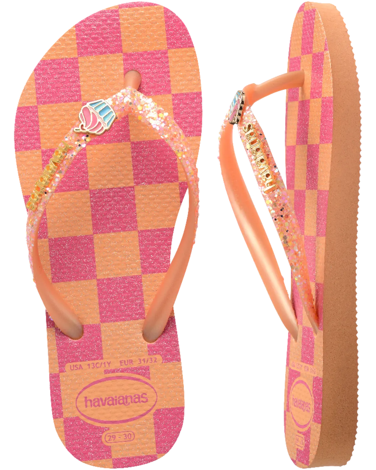 Havaianas Schuhe Mädchen Slim Glitzer Trendige Flip-Flops in Pfirsich