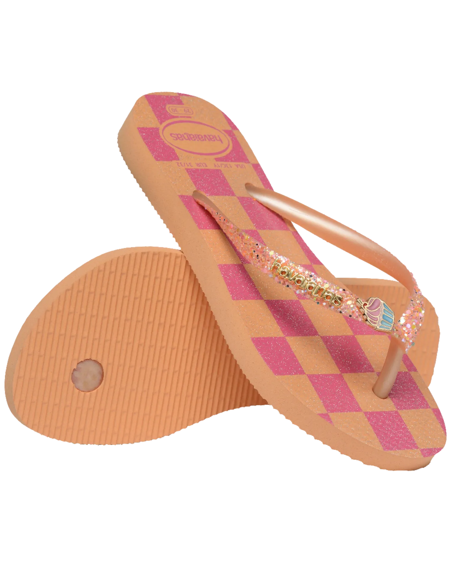 Havaianas Schuhe Mädchen Slim Glitzer Trendige Flip-Flops in Pfirsich