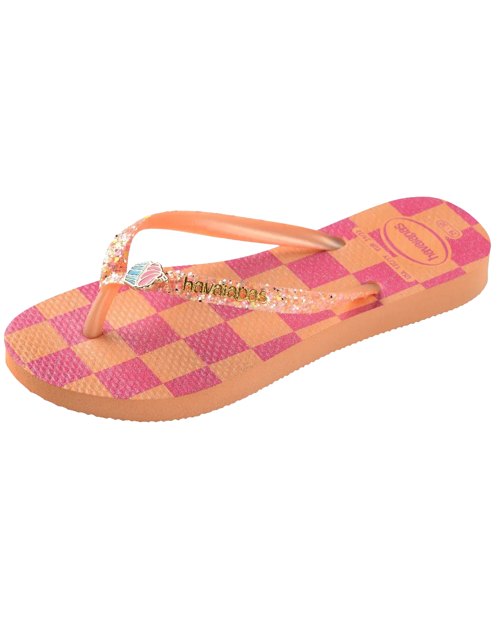 Havaianas Schuhe Mädchen Slim Glitzer Trendige Flip-Flops in Pfirsich