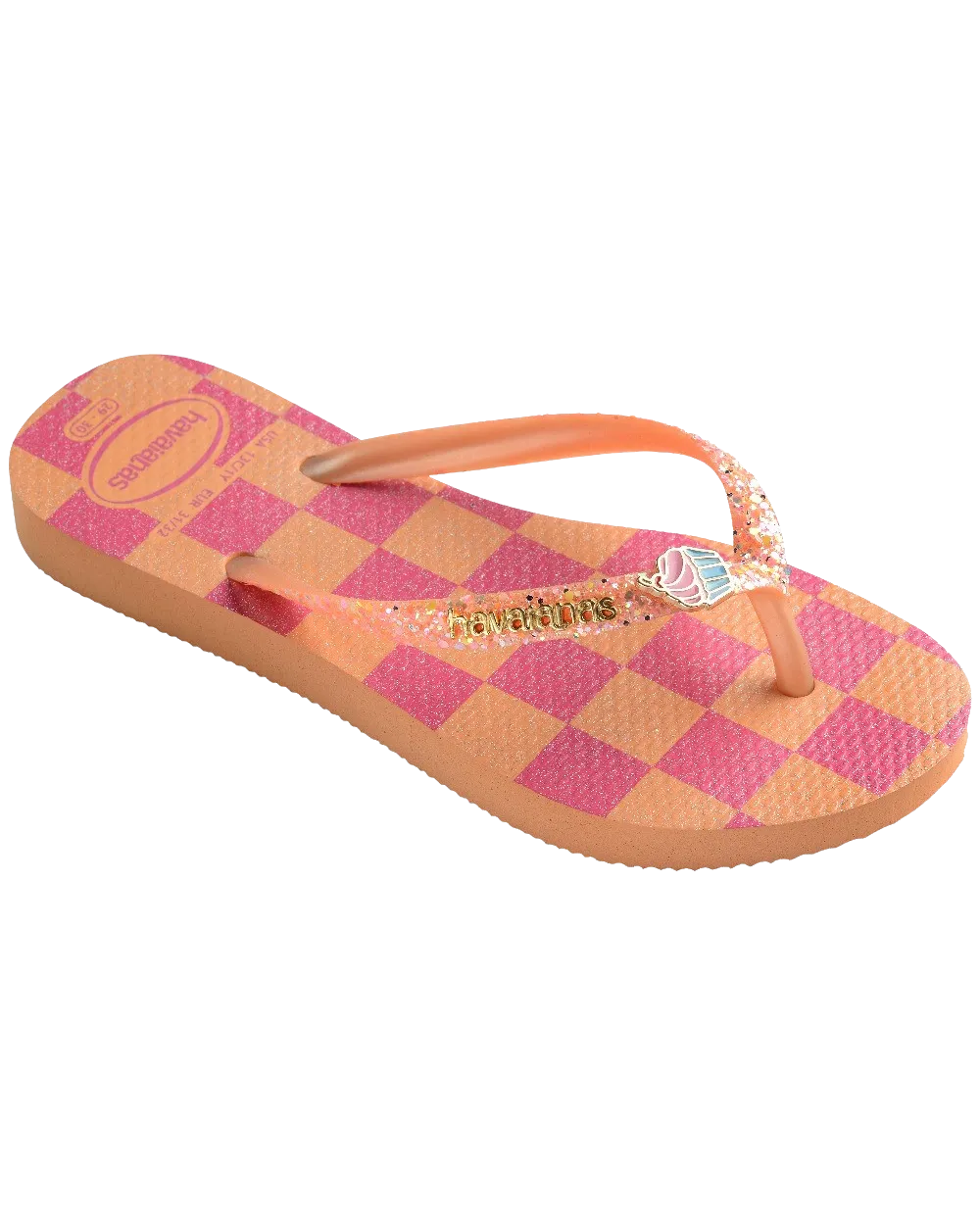 Havaianas Schuhe Mädchen Slim Glitzer Trendige Flip-Flops in Pfirsich