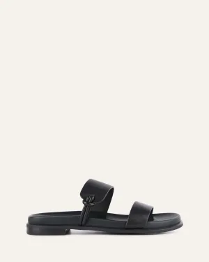 HAYES FLACHER SANDALEN AUS SCHWARZEM LEDER