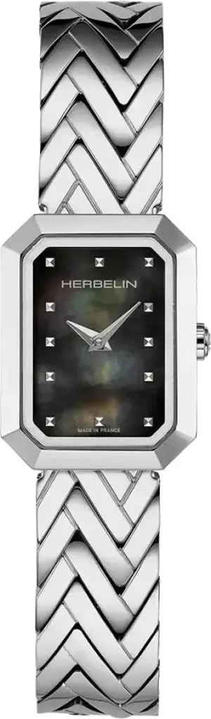 Herbelin Uhren Herbelin Octogone Rechteck Schwarze MOP-Uhr