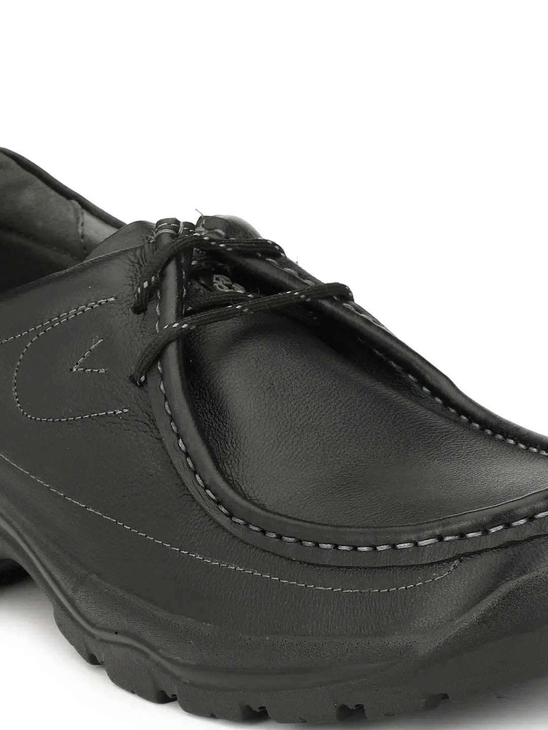 Hitz Herren Schwarze Lederschnürschuhe für den Casual-Look