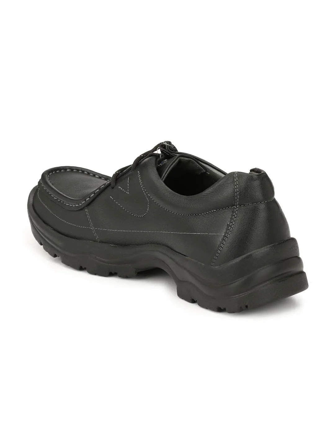 Hitz Herren Schwarze Lederschnürschuhe für den Casual-Look