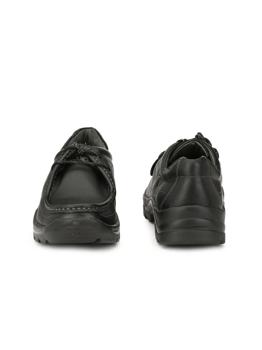 Hitz Herren Schwarze Lederschnürschuhe für den Casual-Look