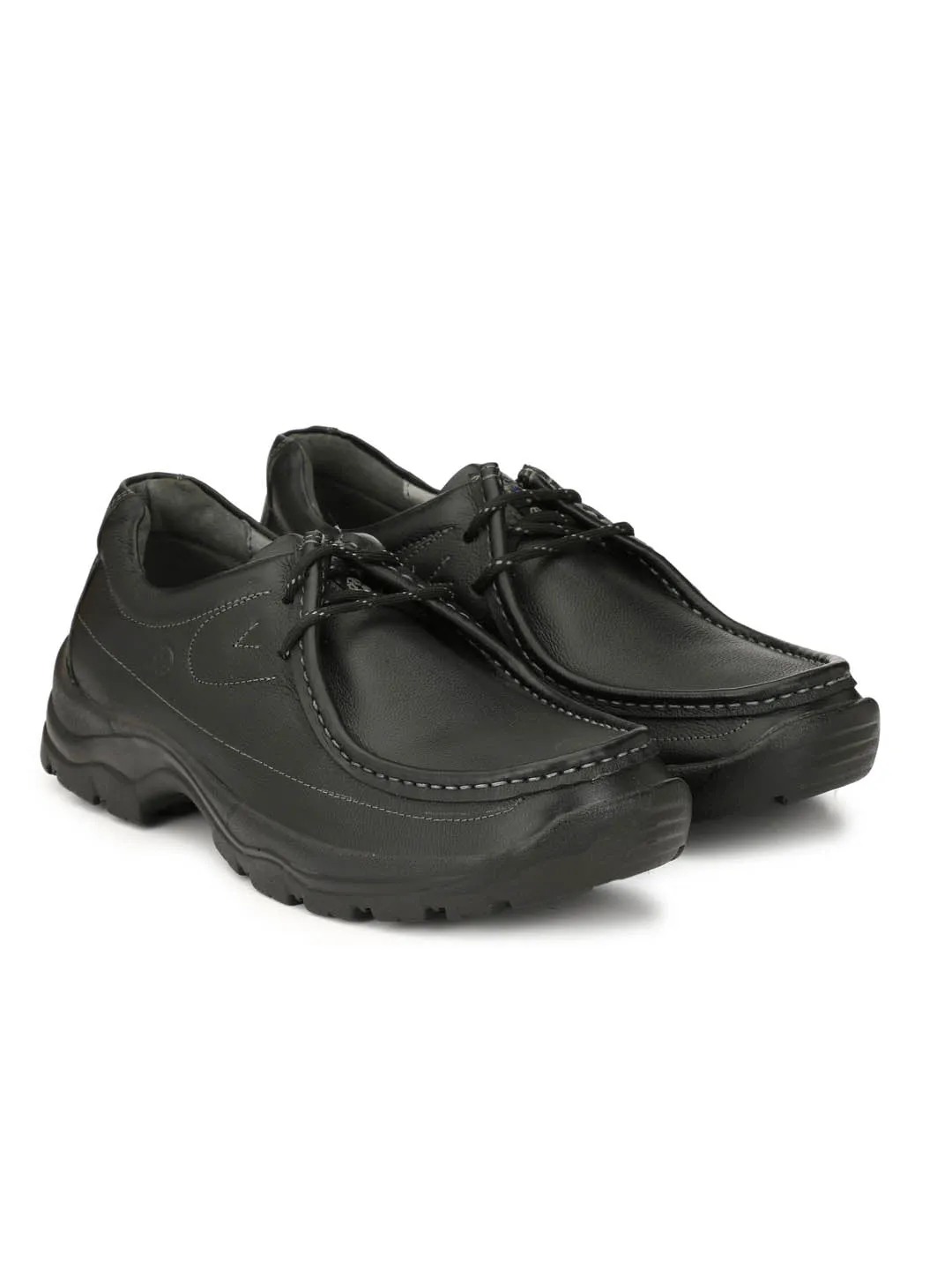 Hitz Herren Schwarze Lederschnürschuhe für den Casual-Look
