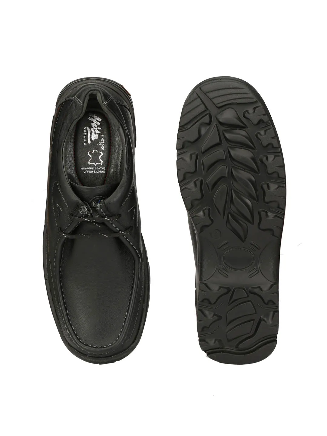 Hitz Herren Schwarze Lederschnürschuhe für den Casual-Look