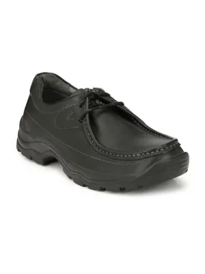 Hitz Herren Schwarze Lederschnürschuhe für den Casual-Look