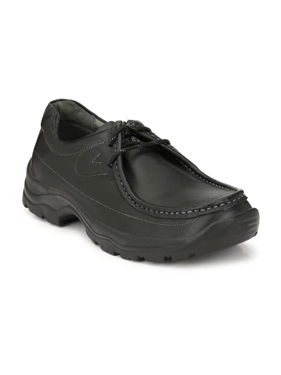 Hitz Herren Schwarze Lederschnürschuhe für den Casual-Look