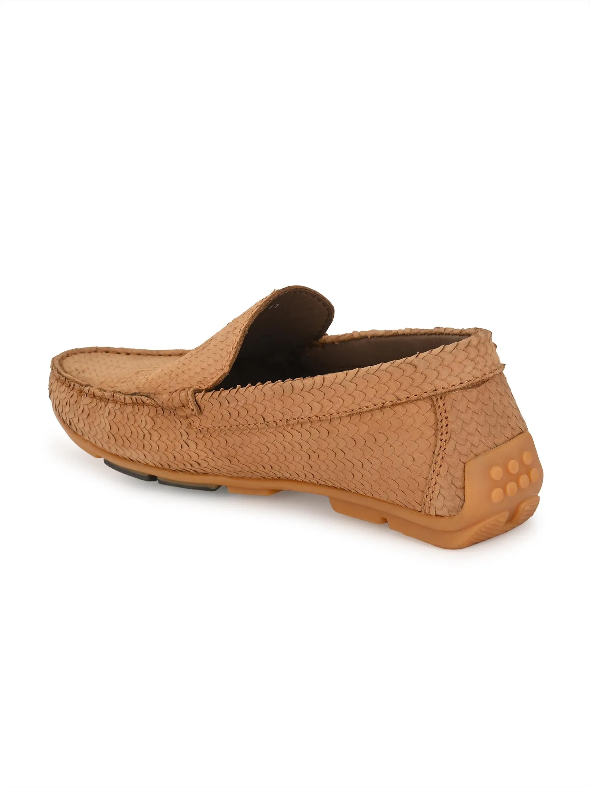 Hitz Herren Leder Mokassins in Beige für den Casual-Look