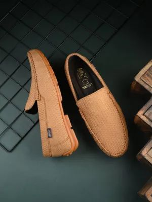 Hitz Herren Leder Mokassins in Beige für den Casual-Look