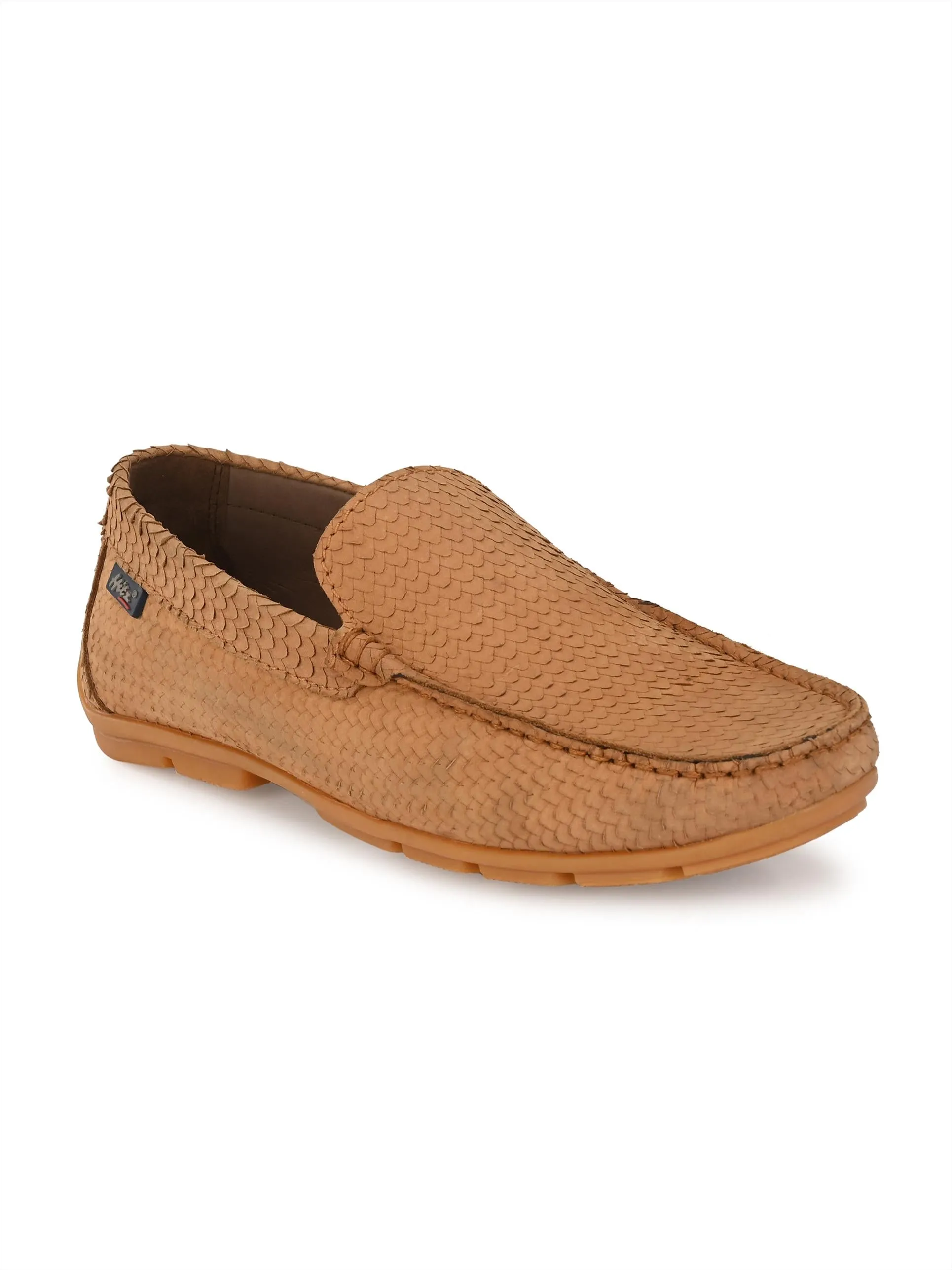 Hitz Herren Leder Mokassins in Beige für den Casual-Look