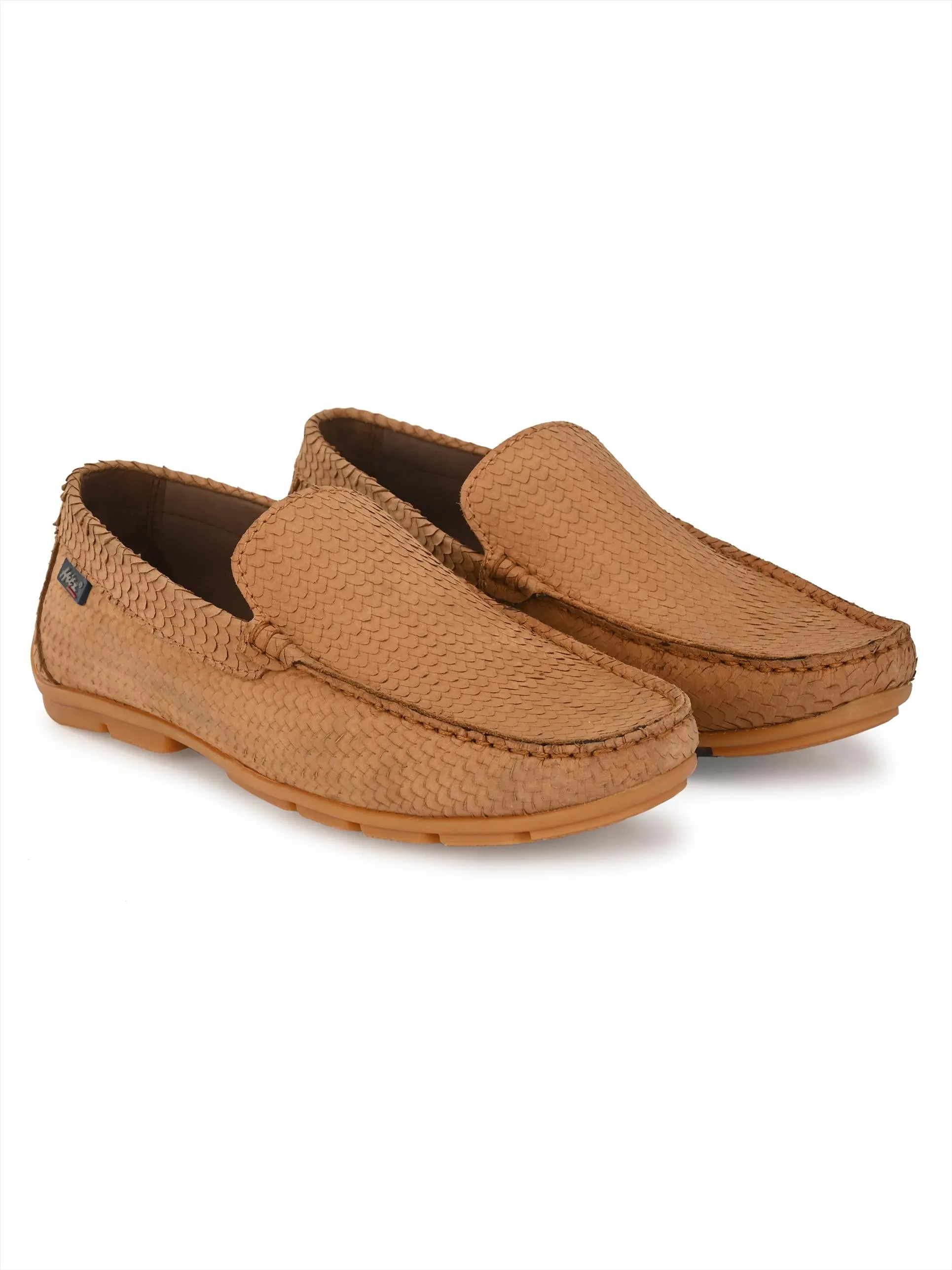 Hitz Herren Leder Mokassins in Beige für den Casual-Look