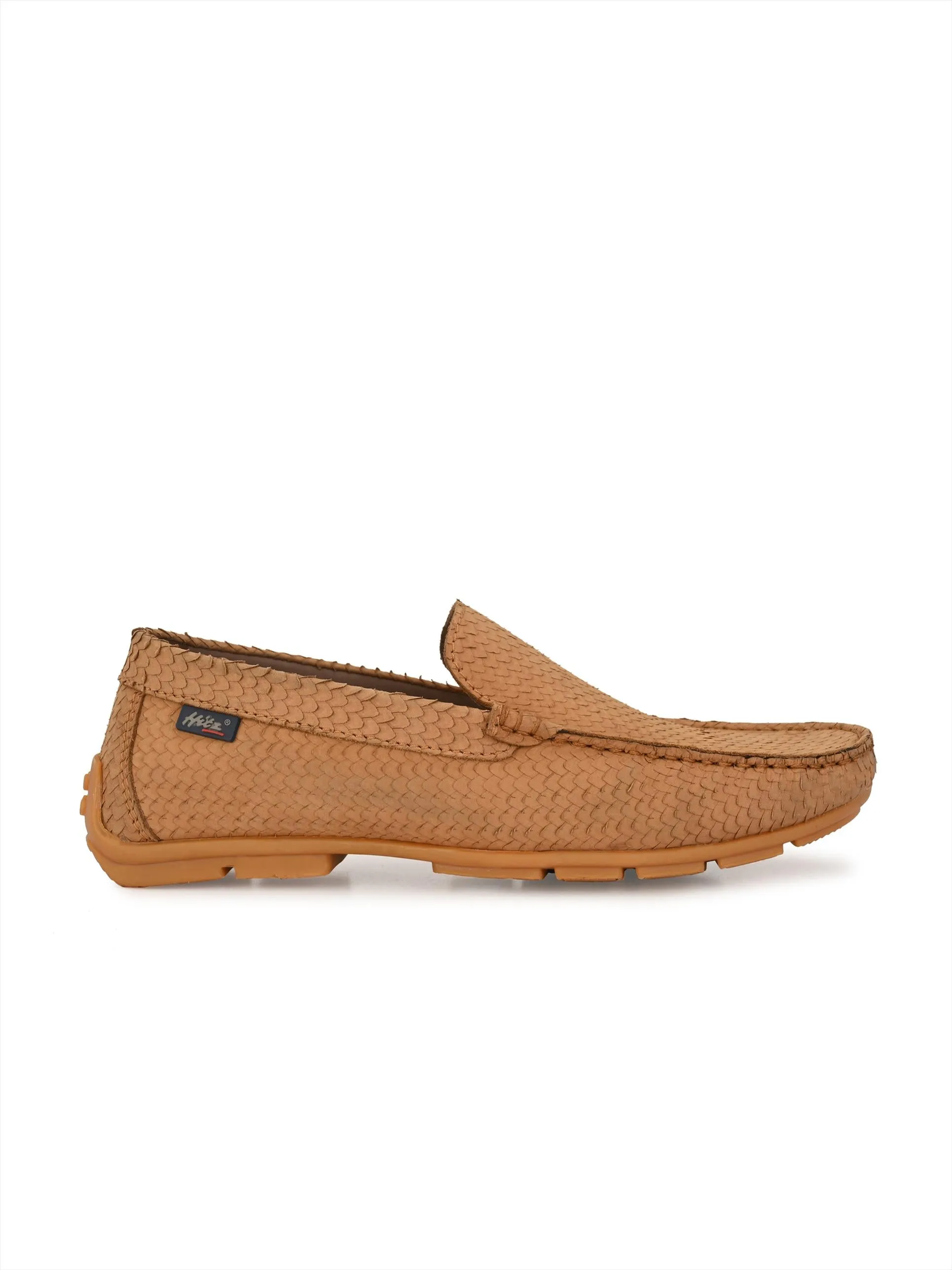 Hitz Herren Leder Mokassins in Beige für den Casual-Look