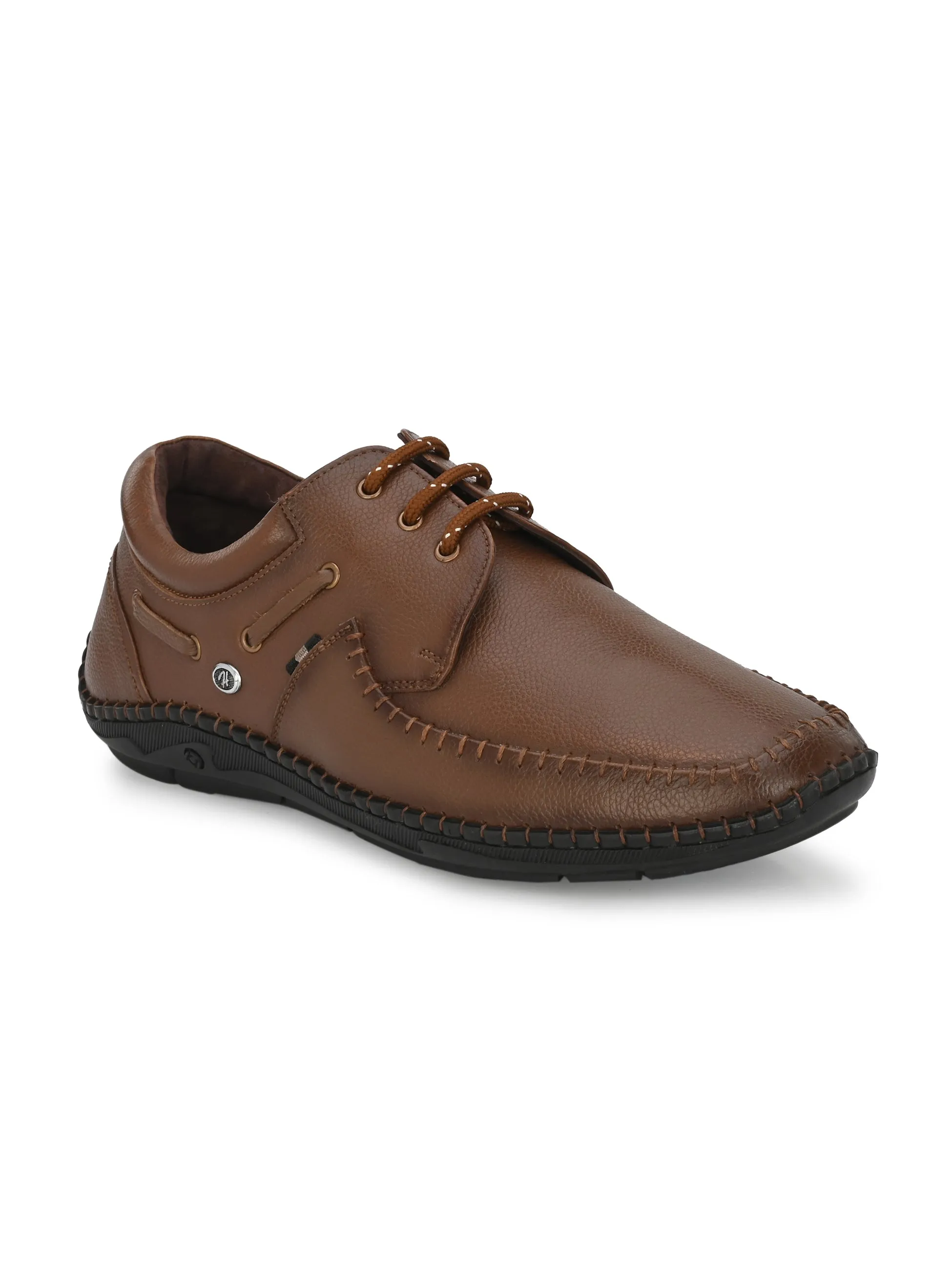 HITZ103 Herren Casual Schnürschuhe aus braunem Leder