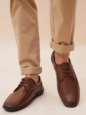 HITZ103 Herren Casual Schnürschuhe aus braunem Leder