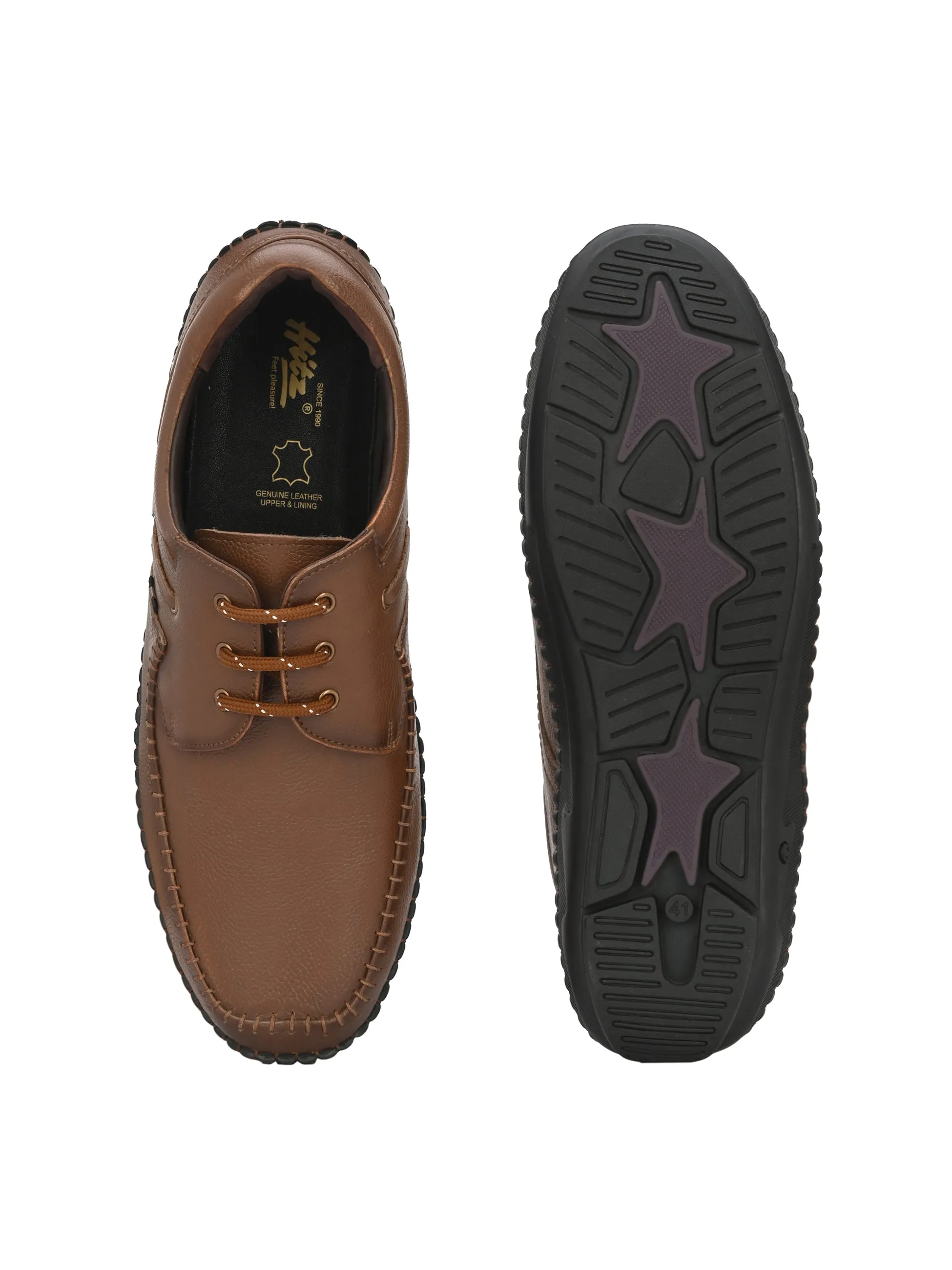 HITZ103 Herren Casual Schnürschuhe aus braunem Leder