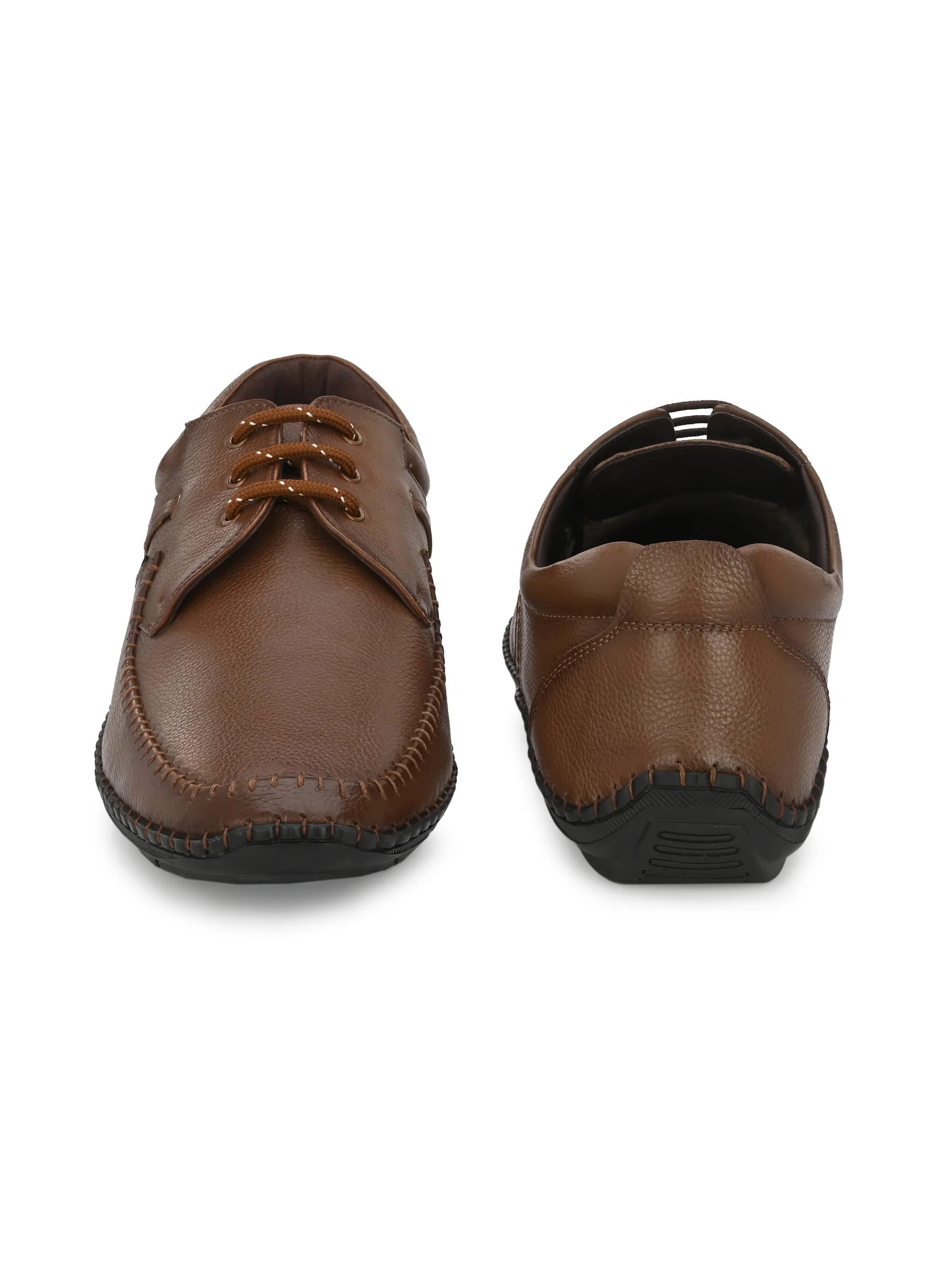 HITZ103 Herren Casual Schnürschuhe aus braunem Leder