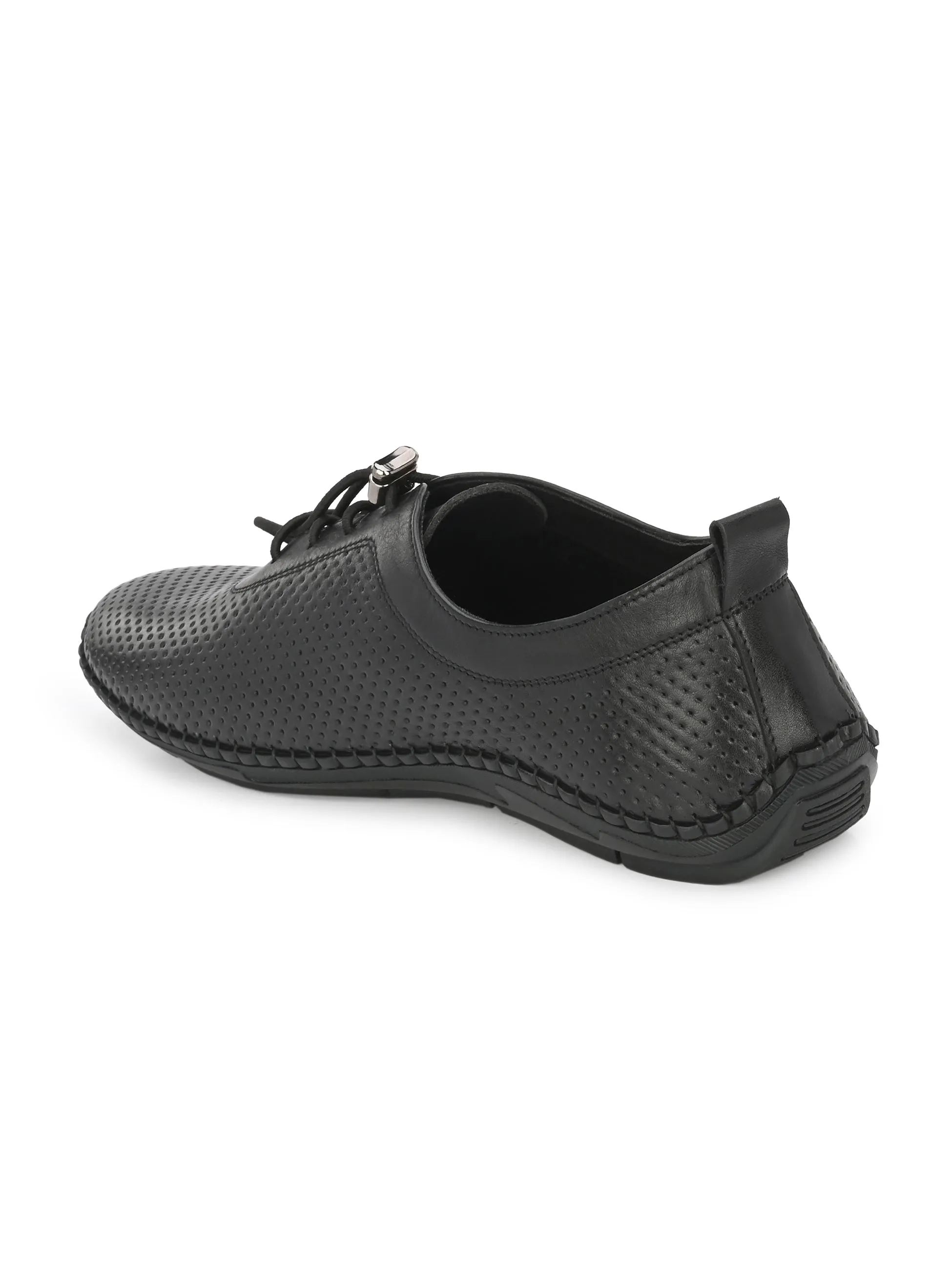 HITZ106 Herren Schwarze Leder Casual Schnürschuhe