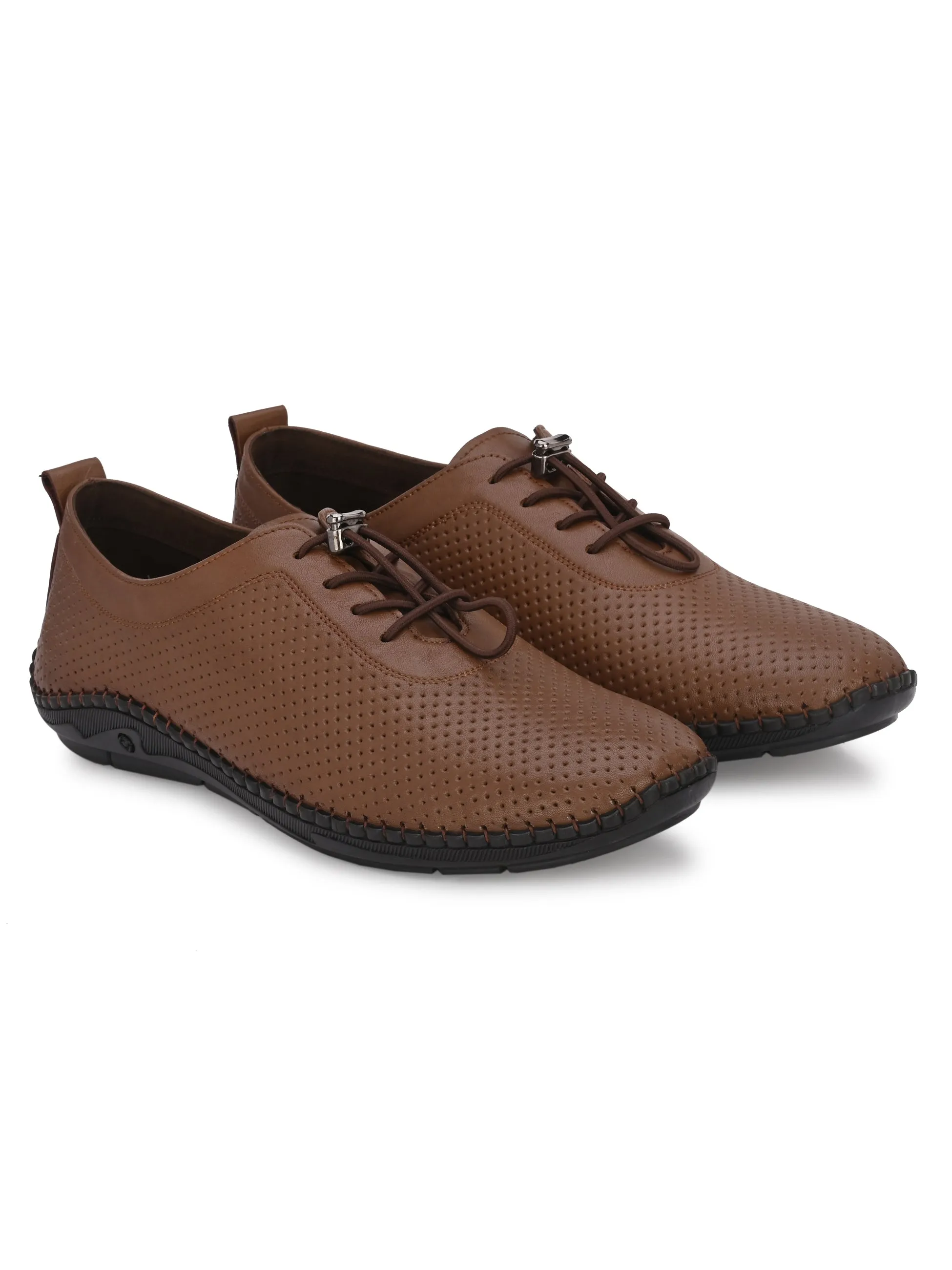 HITZ106 Herren Casual Schnürschuhe aus braunem Leder
