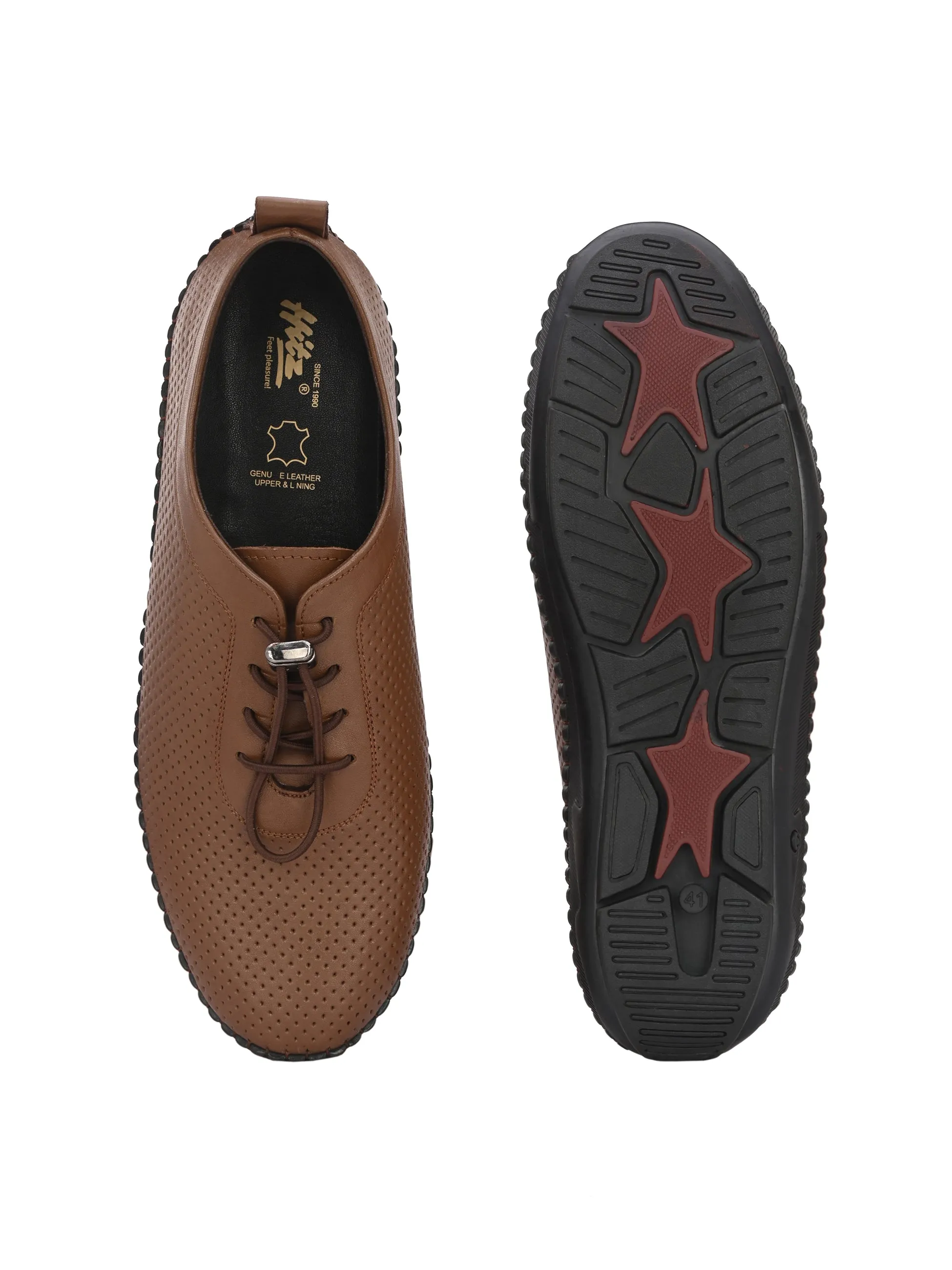 HITZ106 Herren Casual Schnürschuhe aus braunem Leder