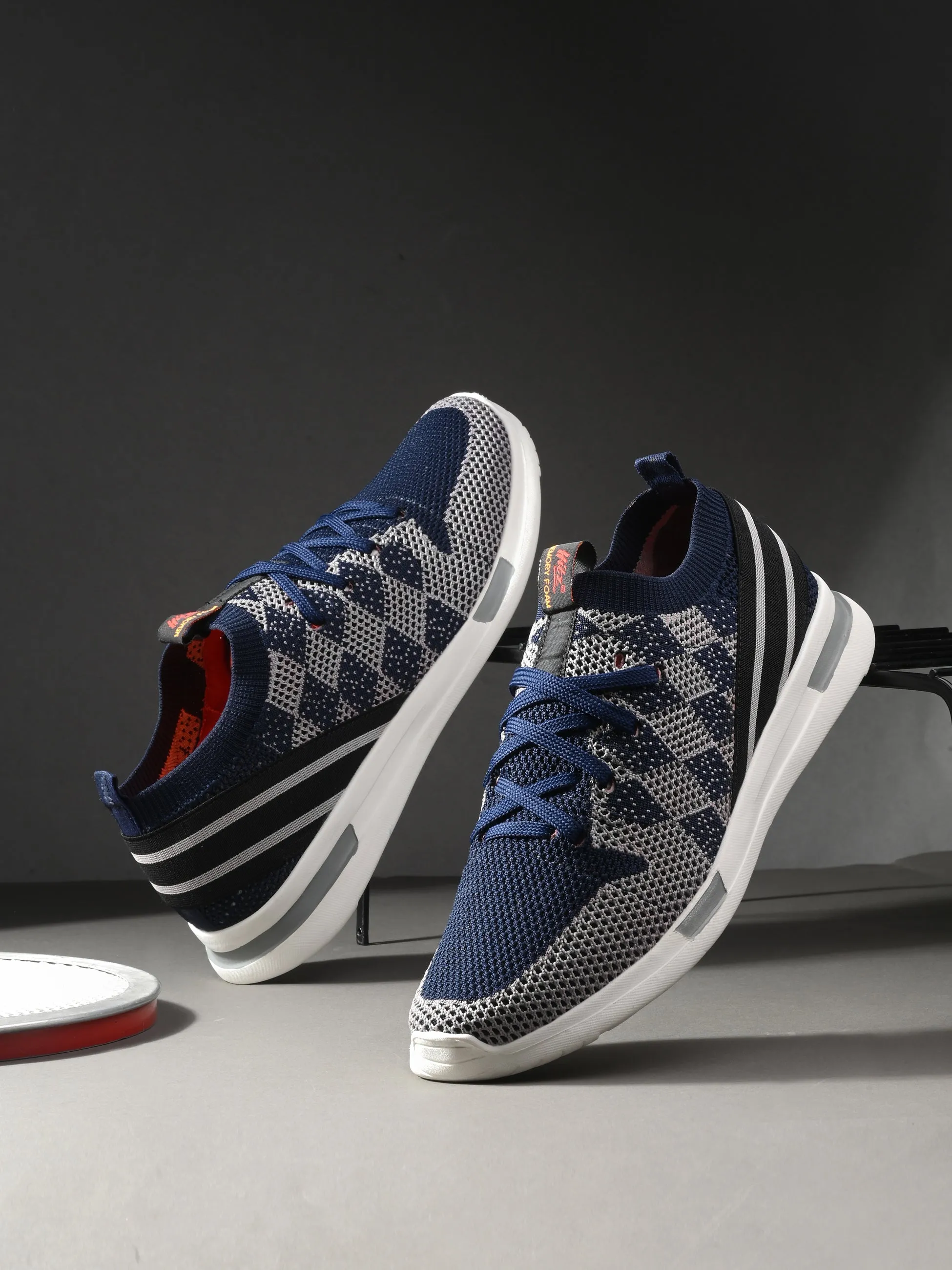 HITZ211 Herren Blaue Leder Casual Schnürschuhe