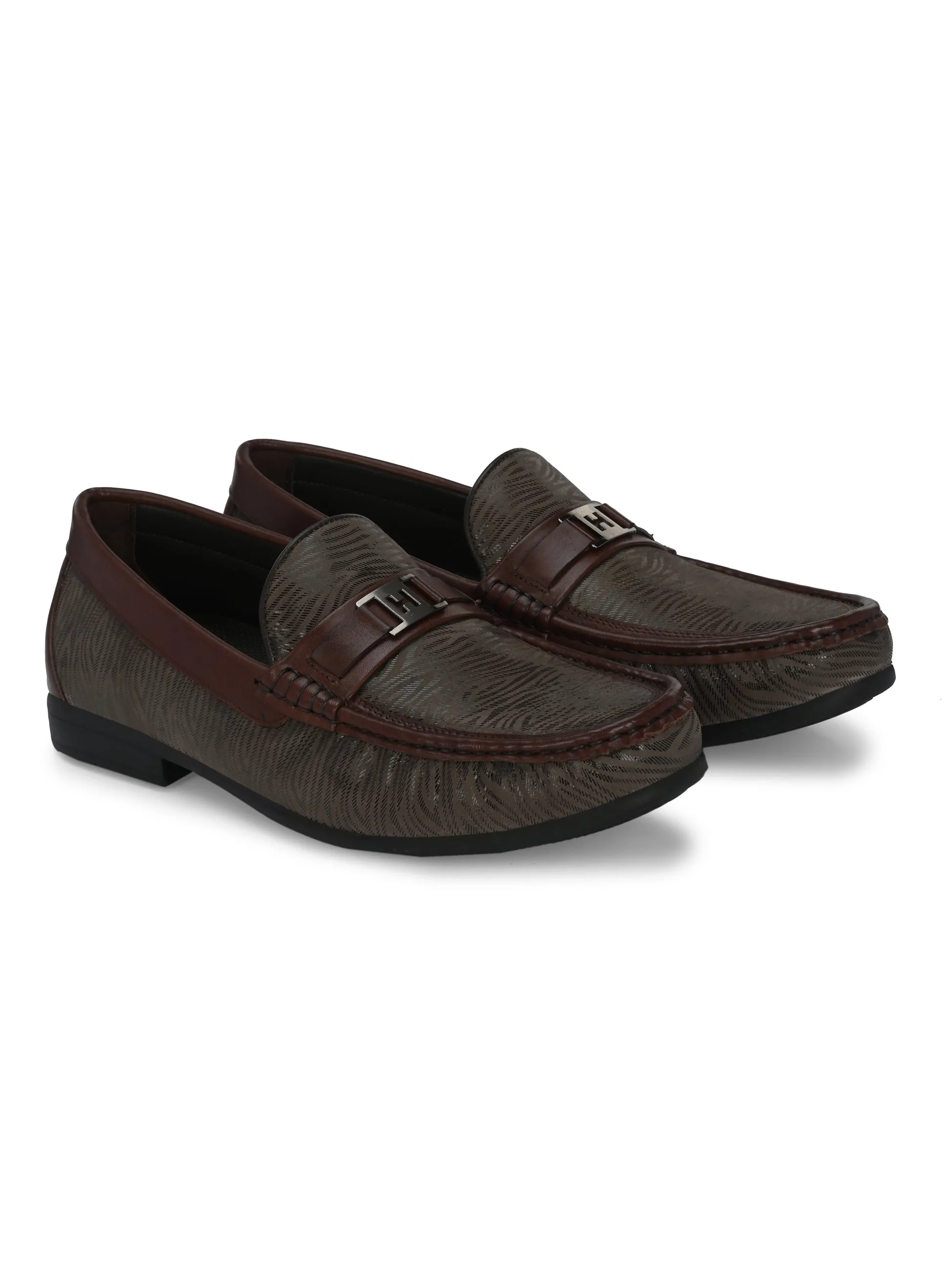 HITZ5344 Herren Braune Leder Freizeit-Loafer