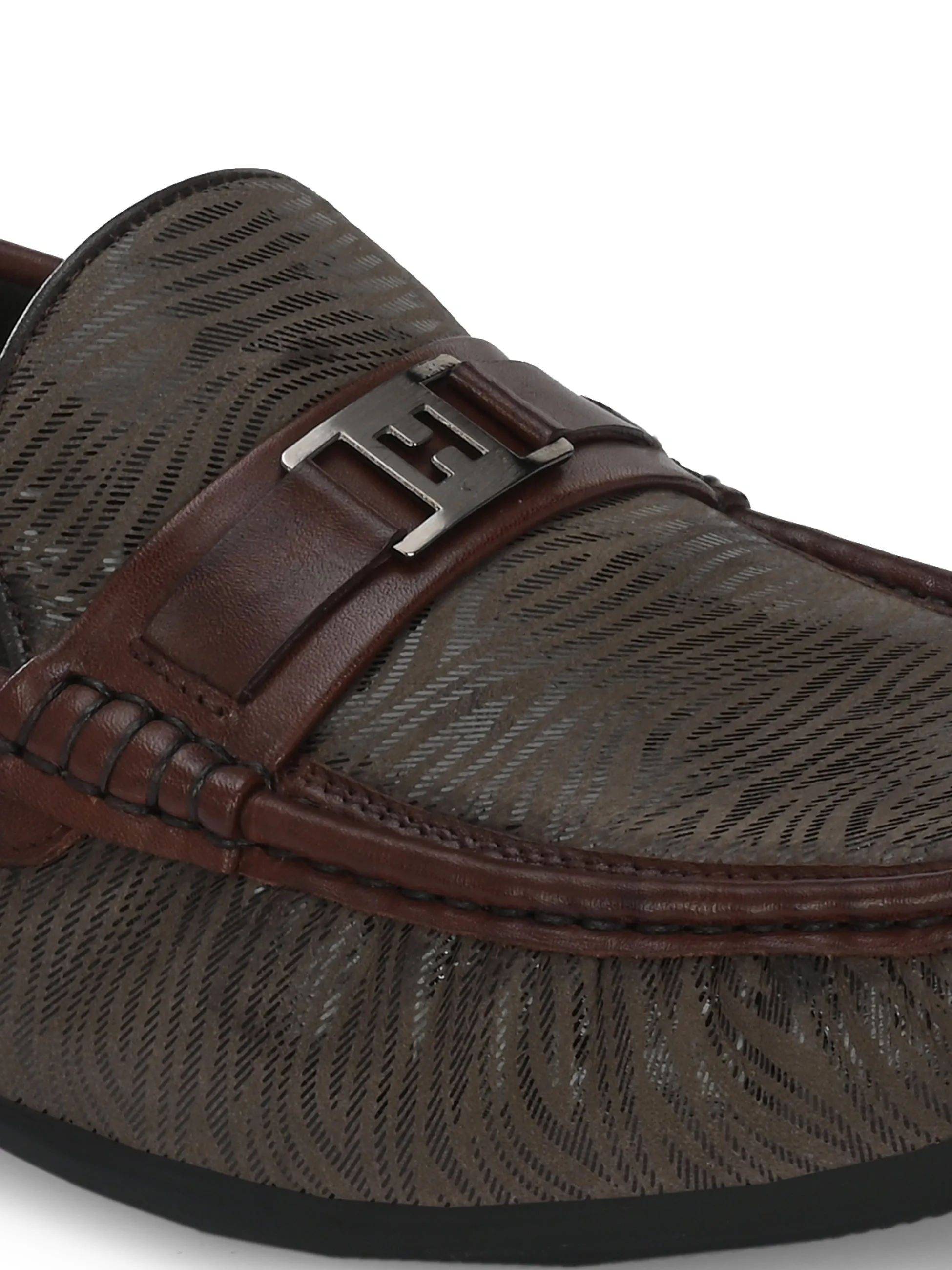 HITZ5344 Herren Braune Leder Freizeit-Loafer