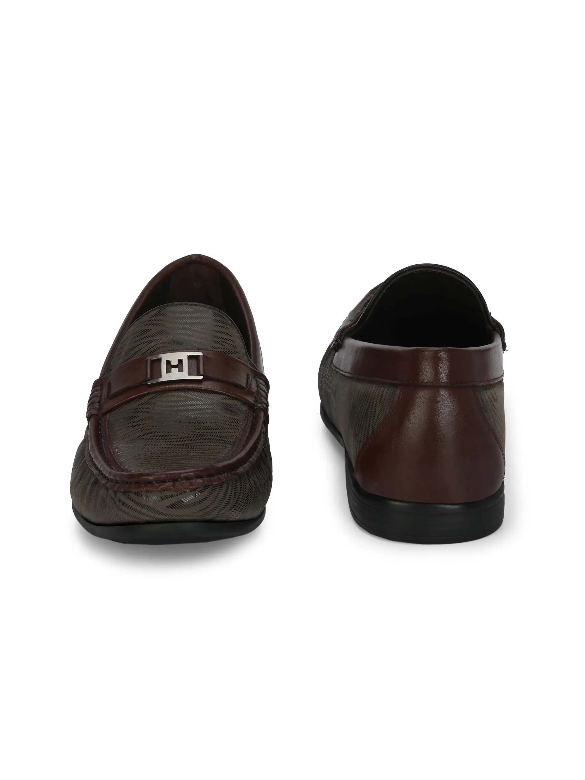 HITZ5344 Herren Braune Leder Freizeit-Loafer