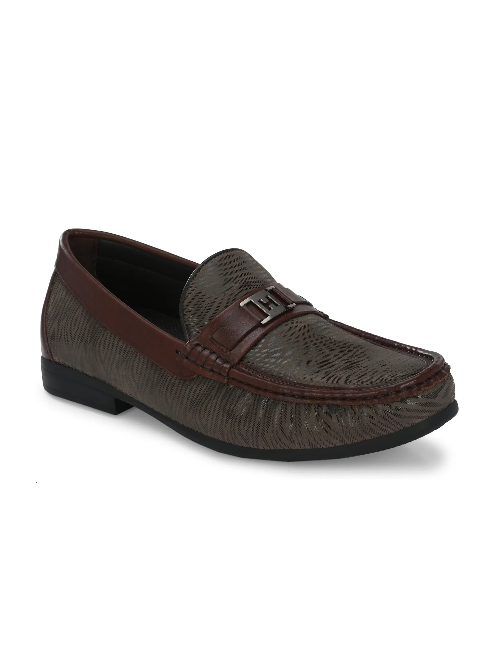 HITZ5344 Herren Braune Leder Freizeit-Loafer