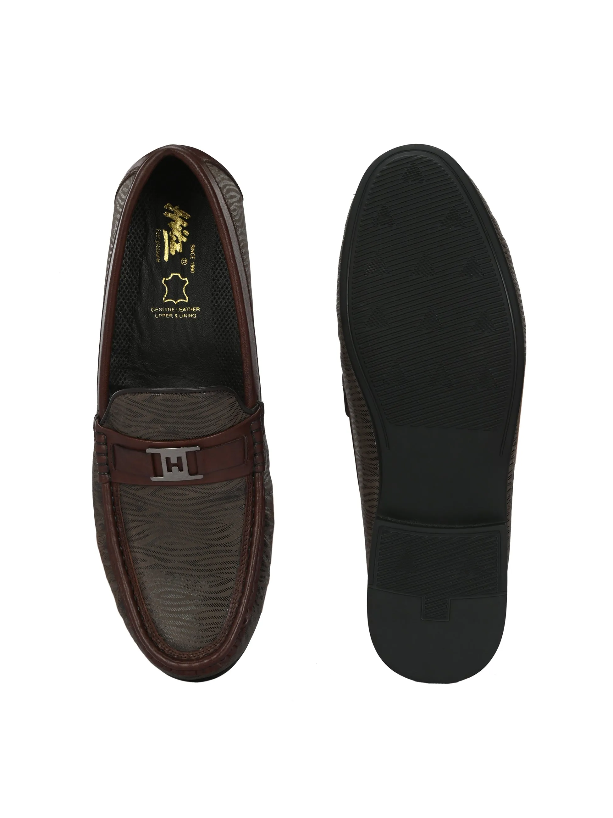 HITZ5344 Herren Braune Leder Freizeit-Loafer