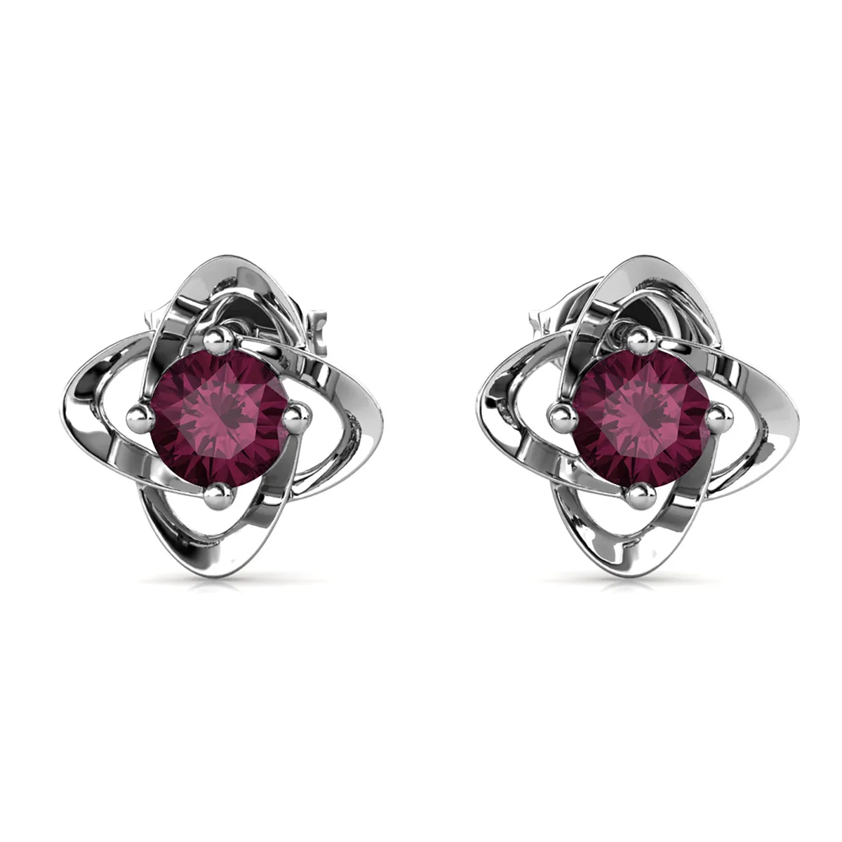 Infinity Februar Geburtsstein Amethyst Ohrringe 18k Weißgold beschichtetes Silber Geburtsstein Ohrringe mit Swarovski Kristall