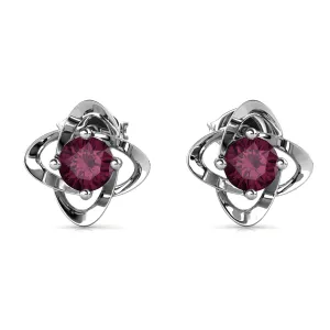 Infinity Februar Geburtsstein Amethyst Ohrringe 18k Weißgold beschichtetes Silber Geburtsstein Ohrringe mit Swarovski Kristall