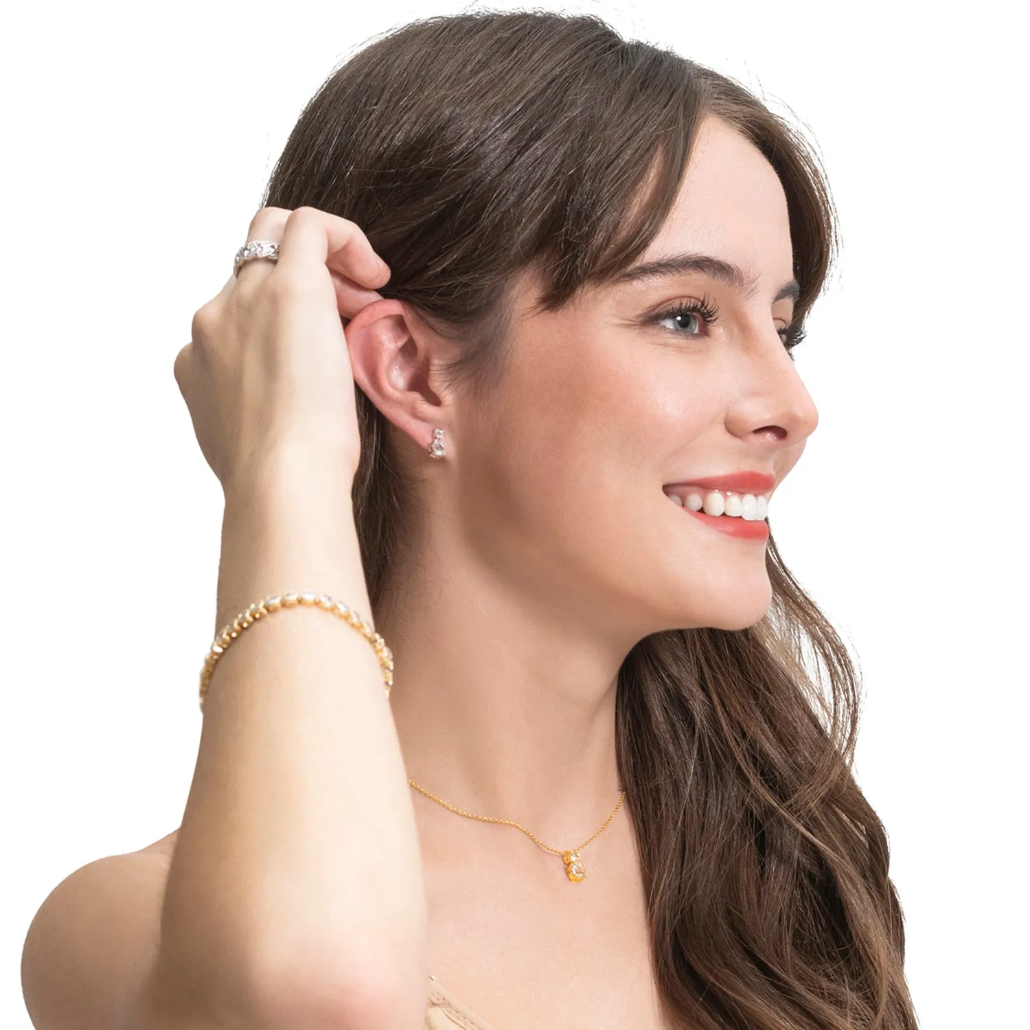 Jasmine 18k Weißgold plattierte Ohrringe mit Swarovski Kristallen