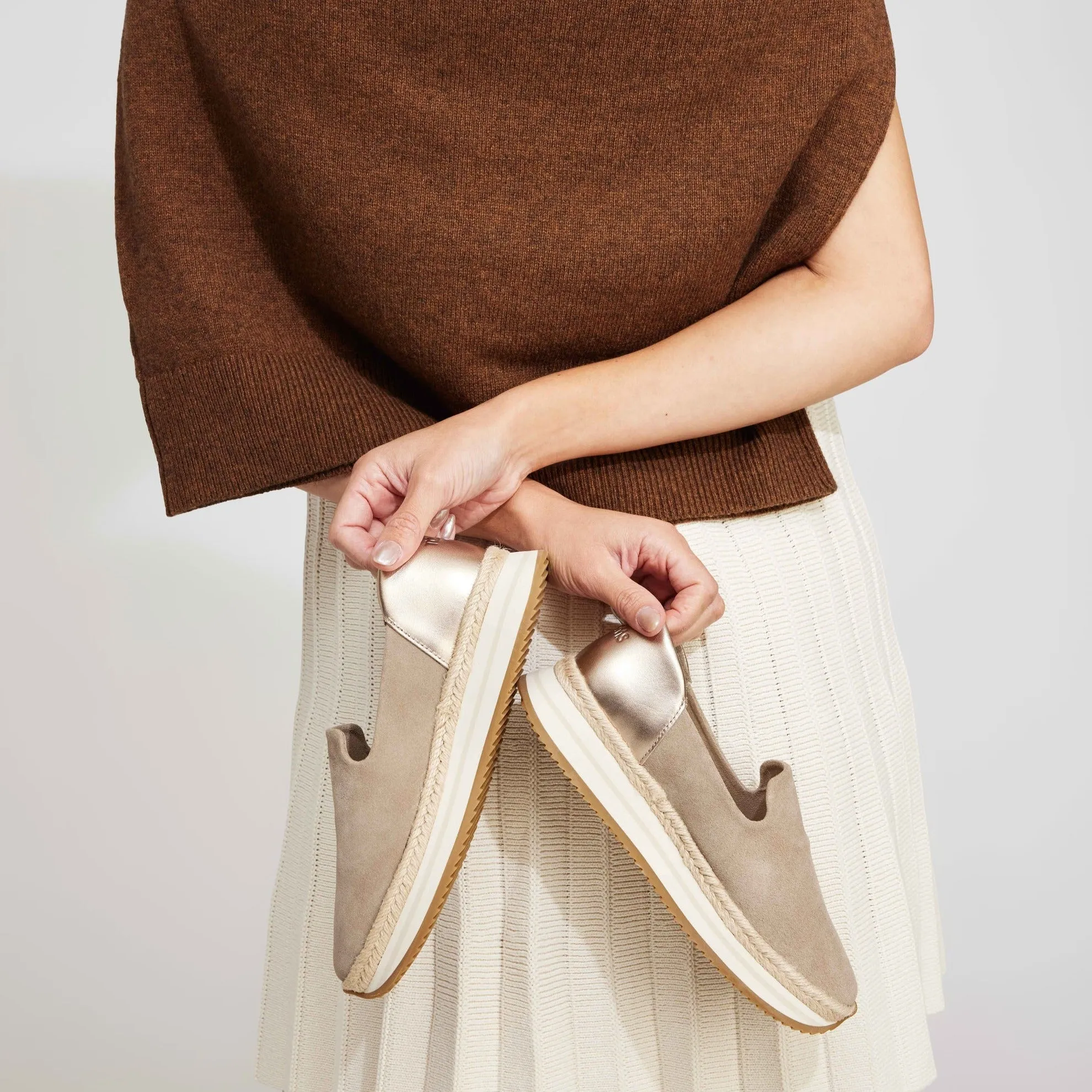 Jocelyn Taupe Metallic Suede Espadrille Sneaker