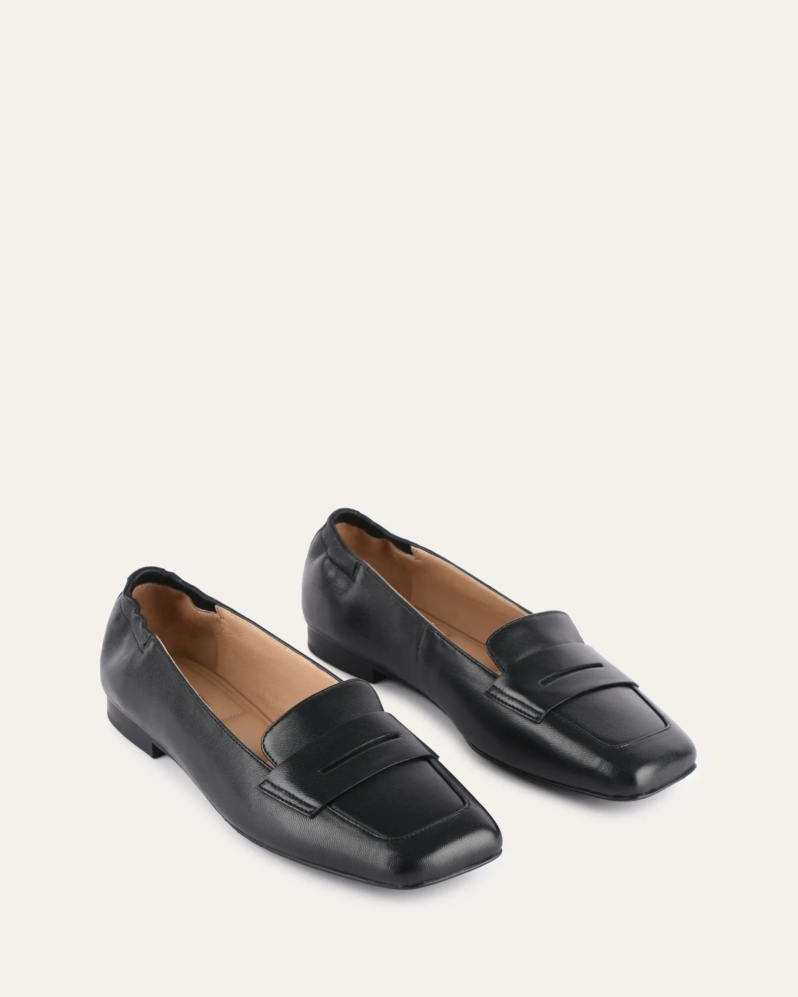 KENNEDY CASUAL FLATS SCHWARZES LEDER
