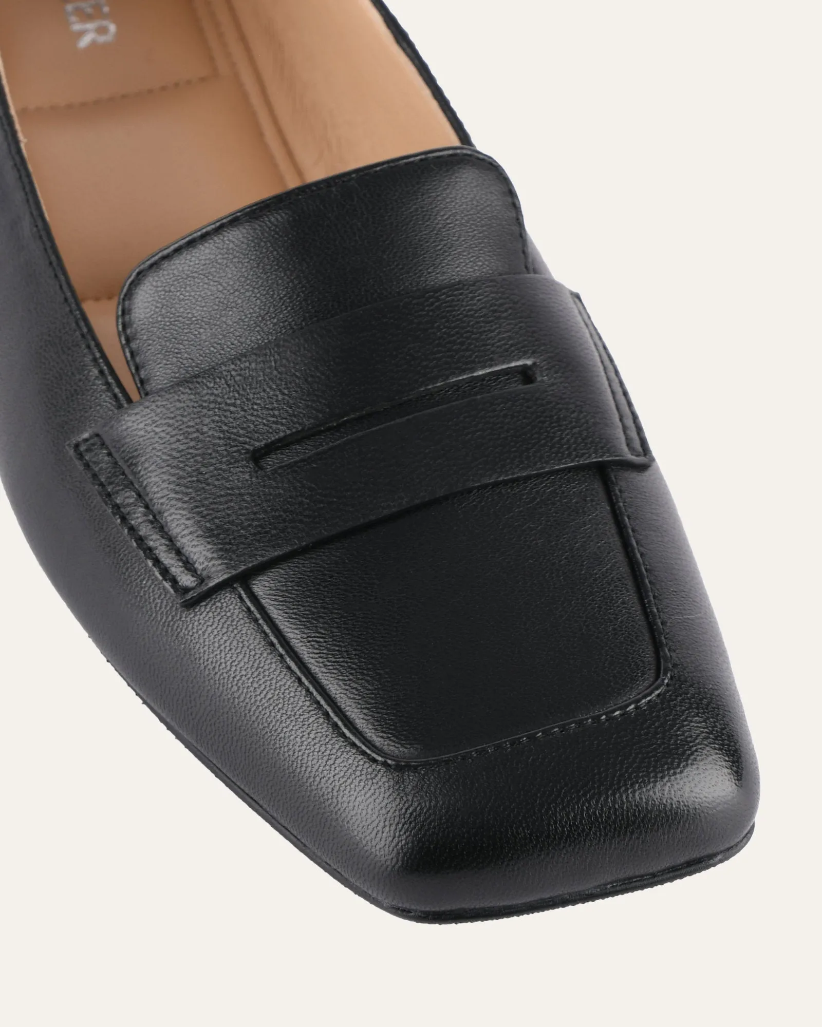 KENNEDY CASUAL FLATS SCHWARZES LEDER