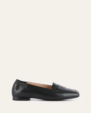 KENNEDY CASUAL FLATS SCHWARZES LEDER
