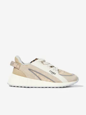 Kinder FF Jacquard Logo Turnschuhe in Beige