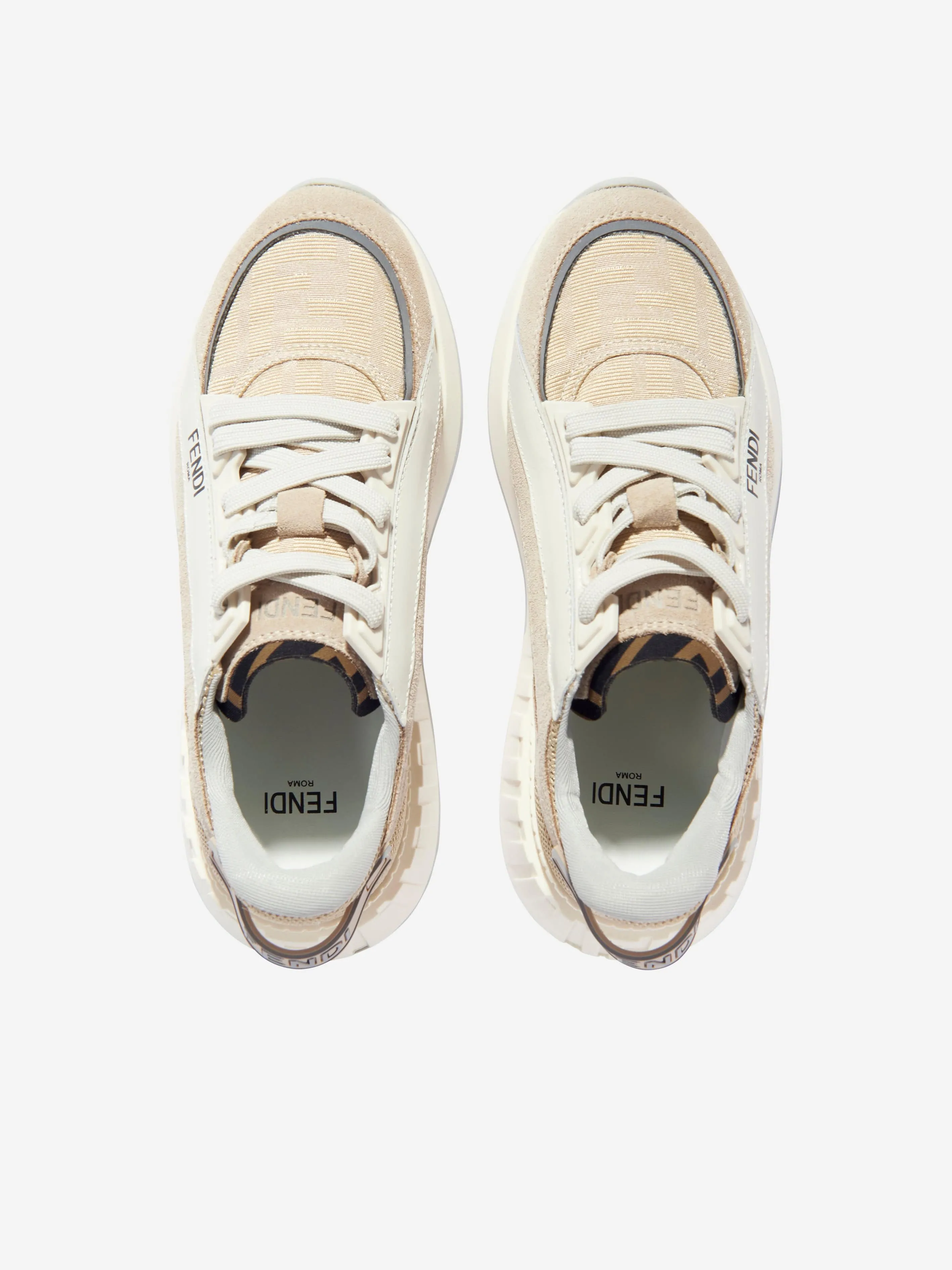 Kinder FF Jacquard Logo Turnschuhe in Beige
