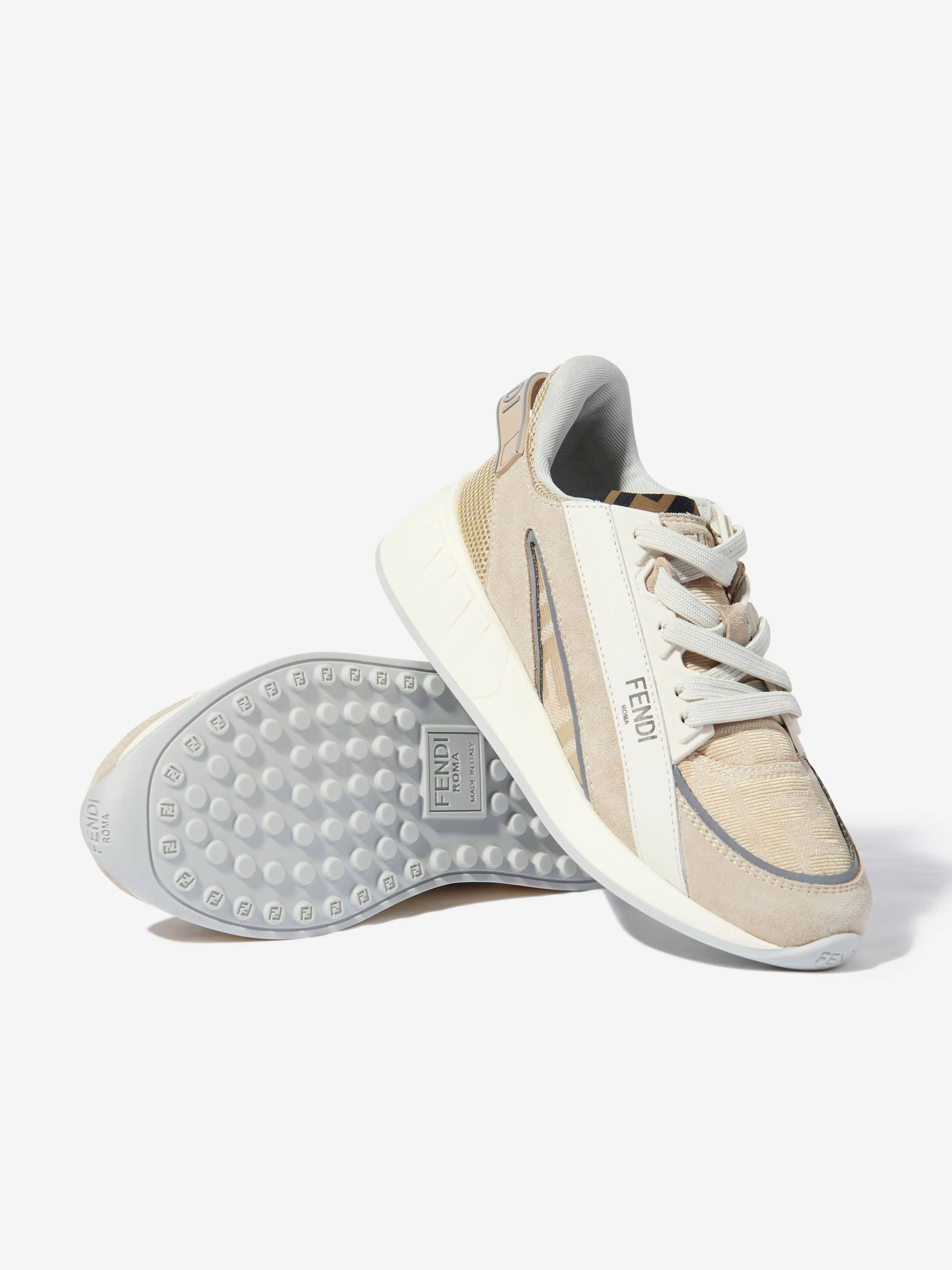 Kinder FF Jacquard Logo Turnschuhe in Beige