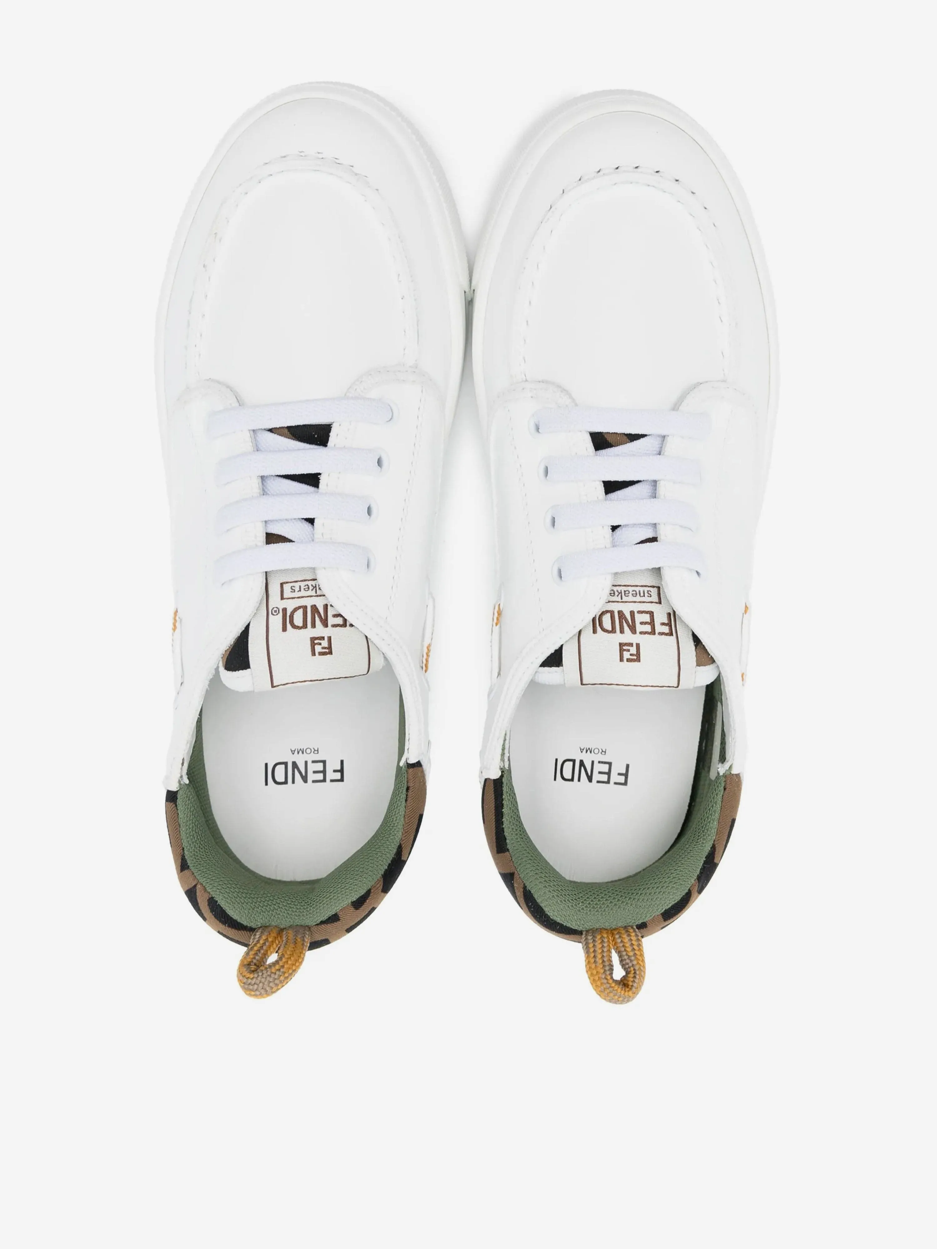 Kinder Leder- und Jacquard-Turnschuhe in Weiß