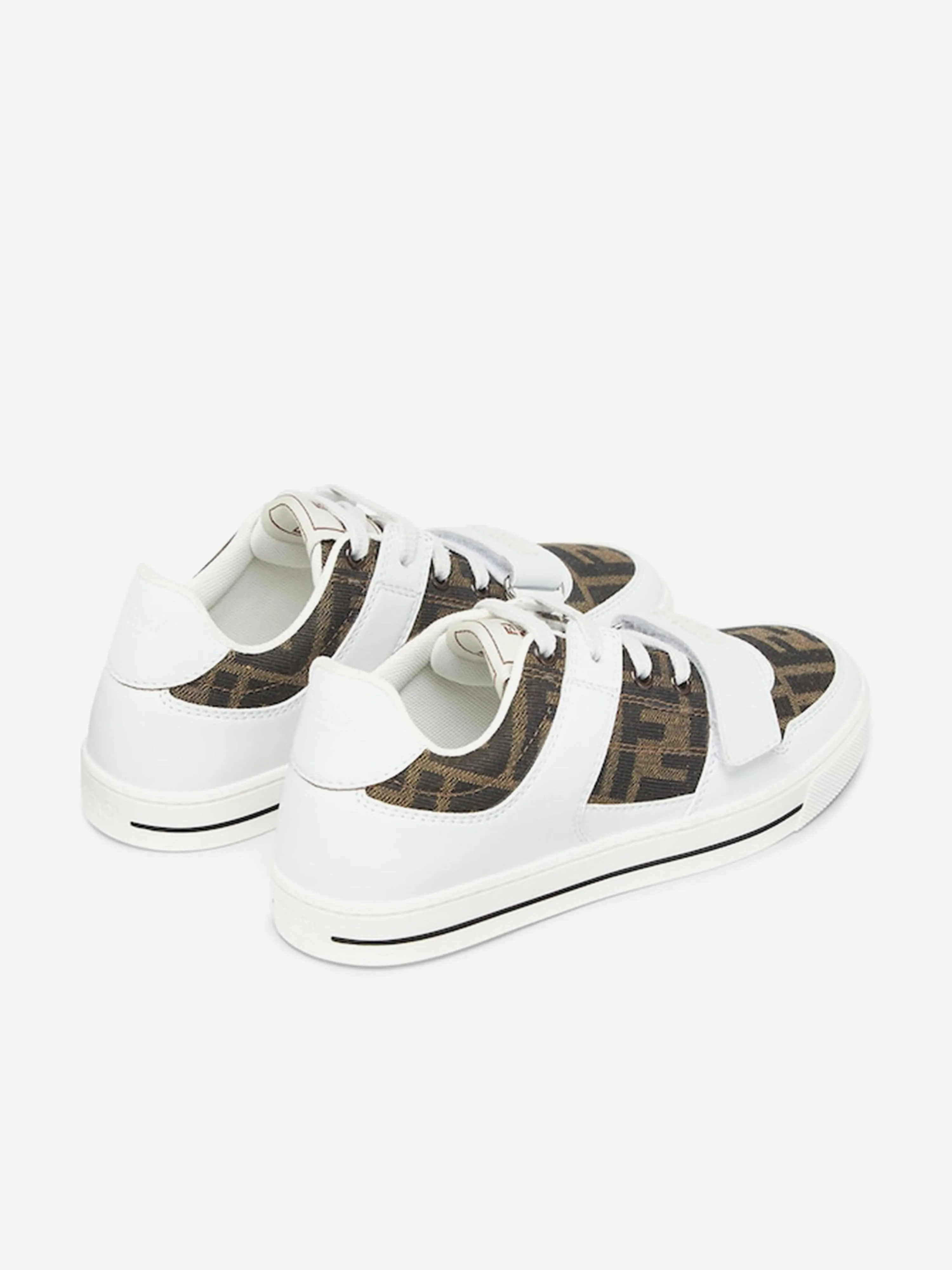 Kinder Leder Jacquard Logo Turnschuhe in Weiß