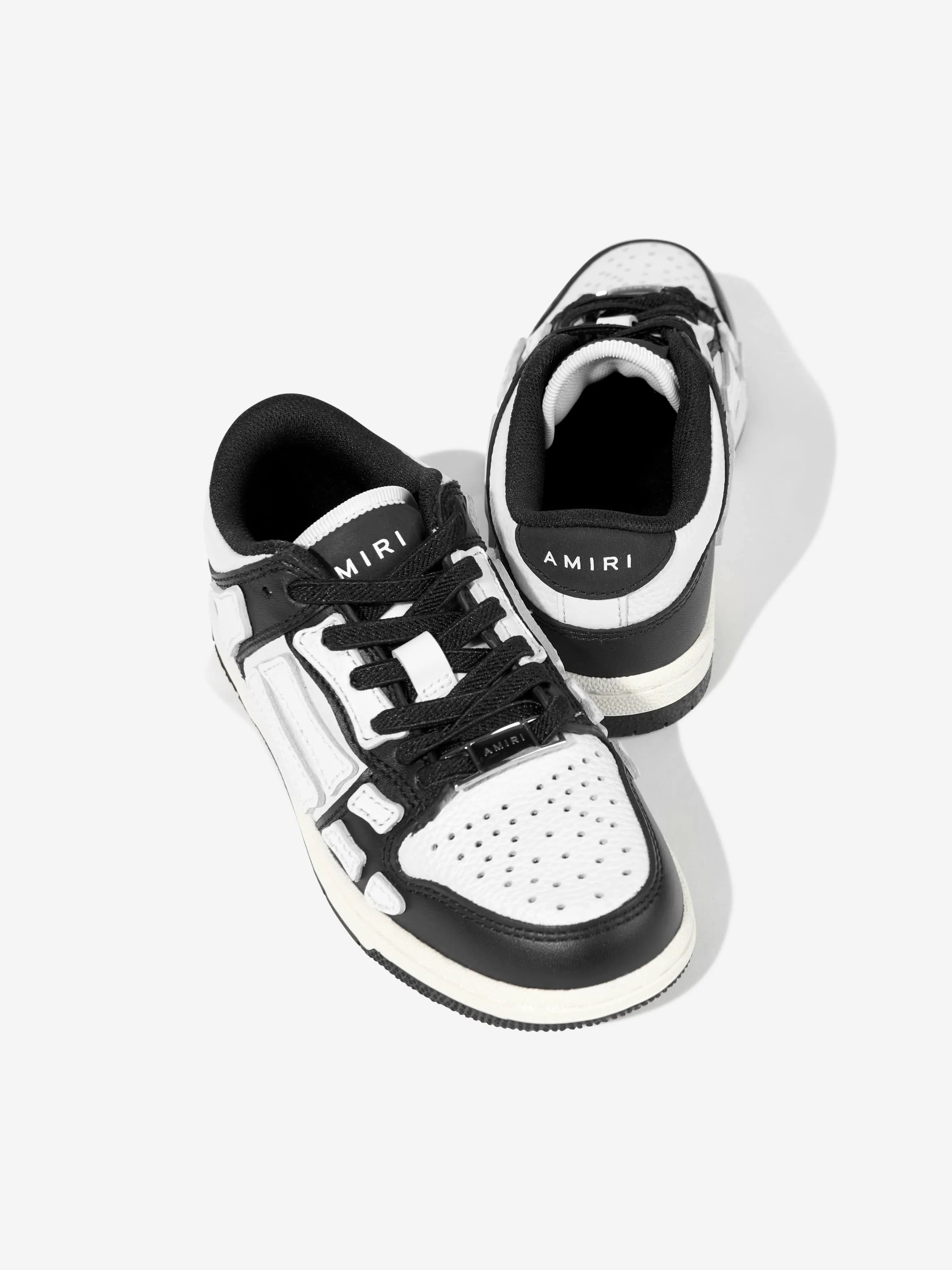 Kinder Leder Skel Top Low Turnschuhe in Schwarz