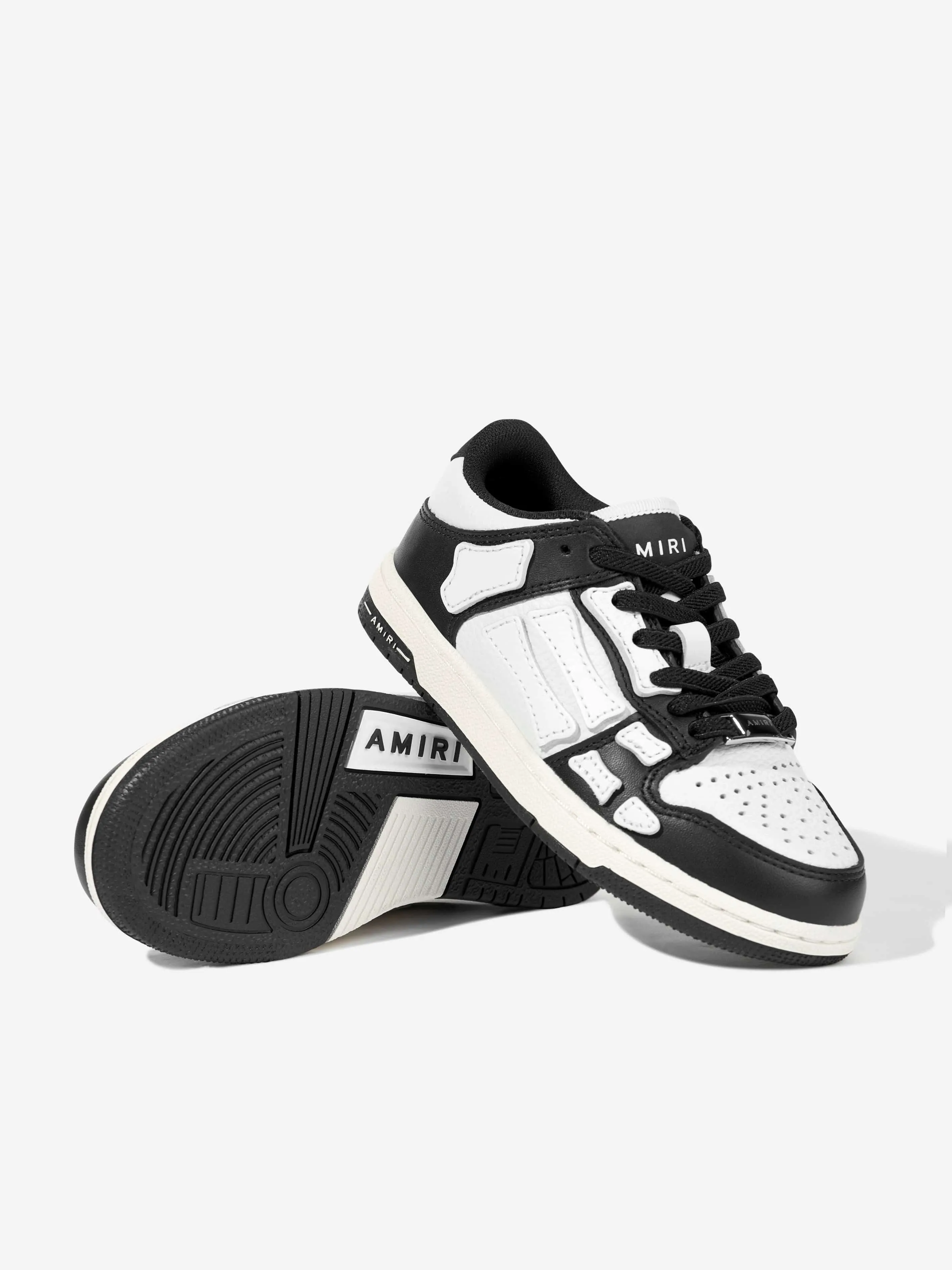 Kinder Leder Skel Top Low Turnschuhe in Schwarz