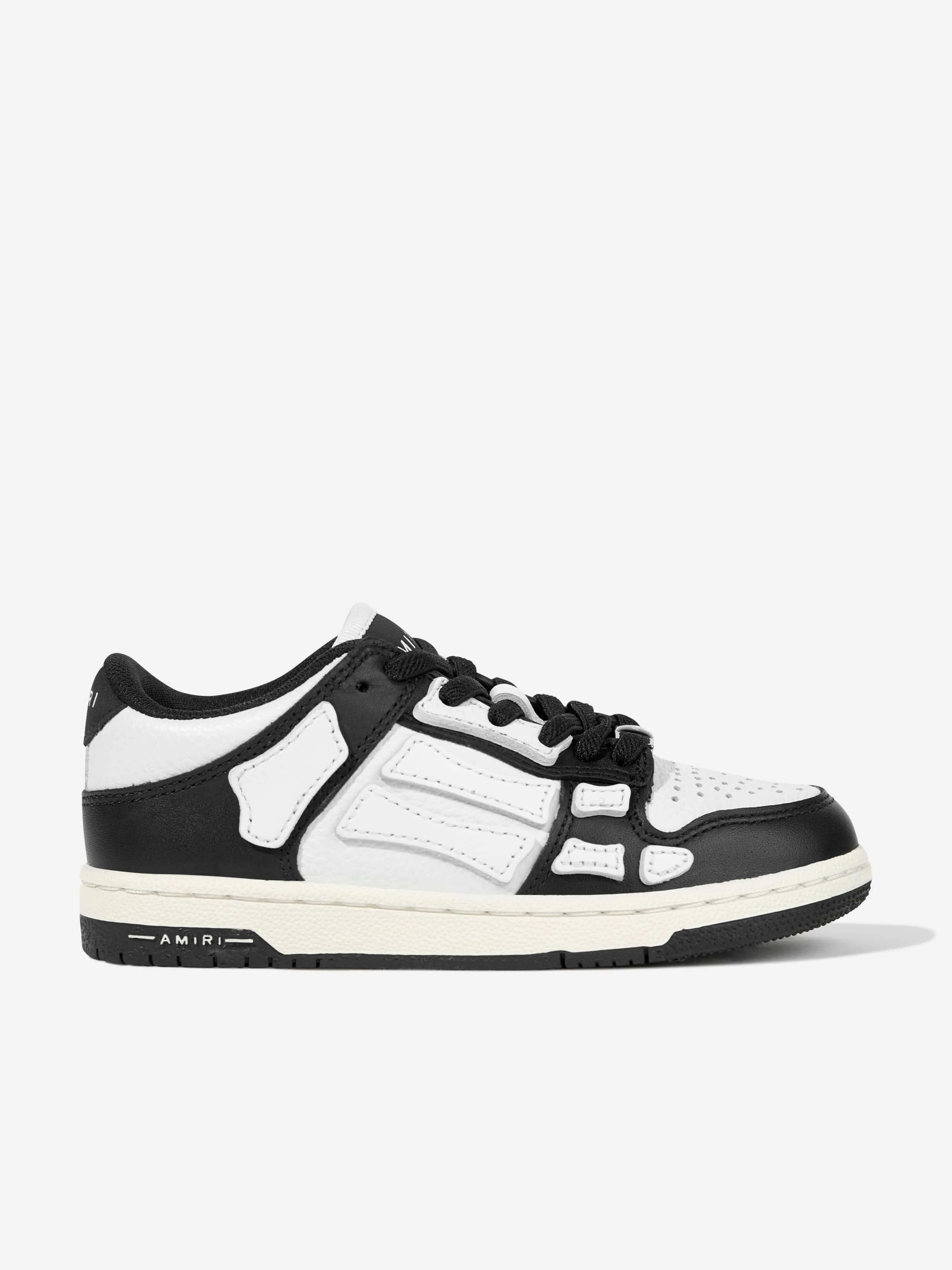 Kinder Leder Skel Top Low Turnschuhe in Schwarz
