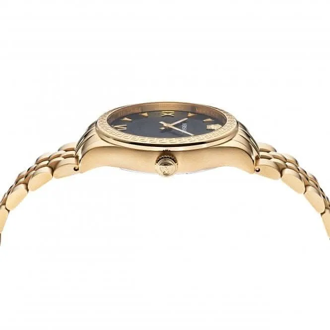 Damen Hellenyium Uhr mit Goldton und schwarzem Zifferblatt VE2S00622