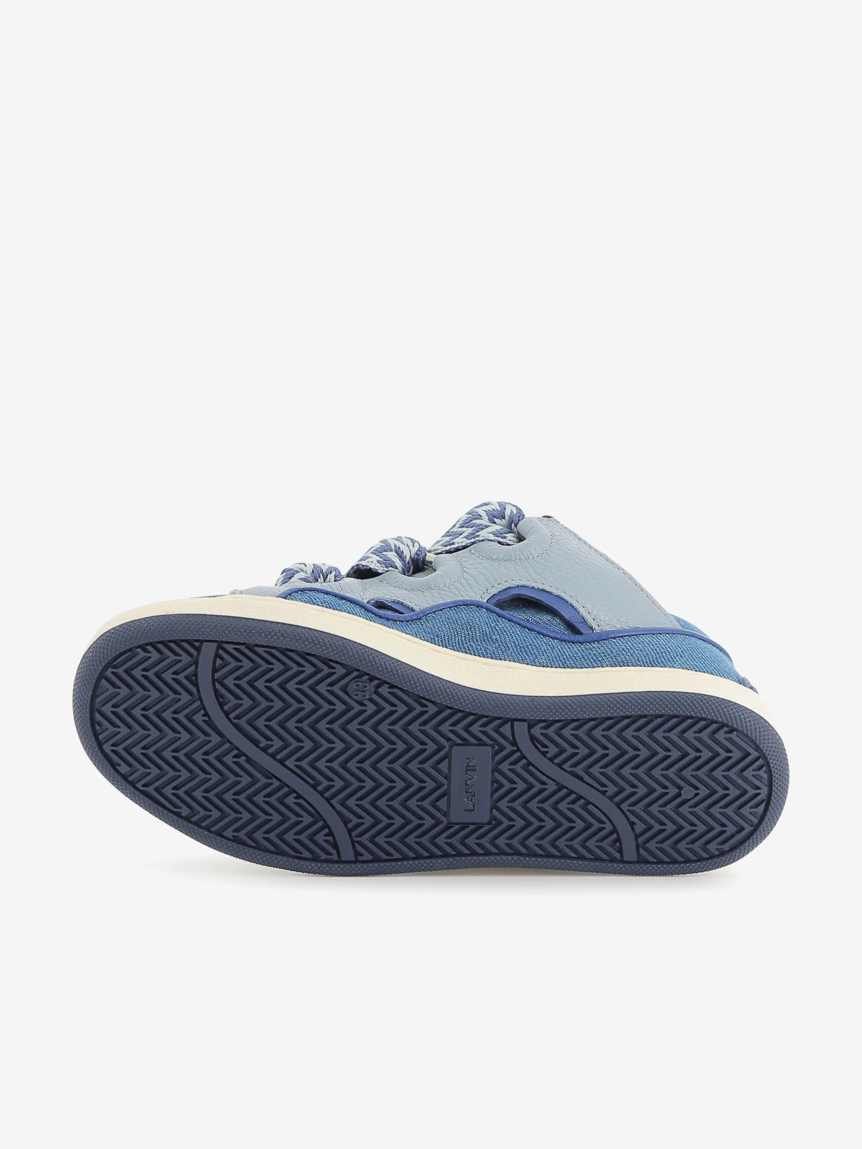 Lanvin Kids Denim und Leder Curb Sneaker